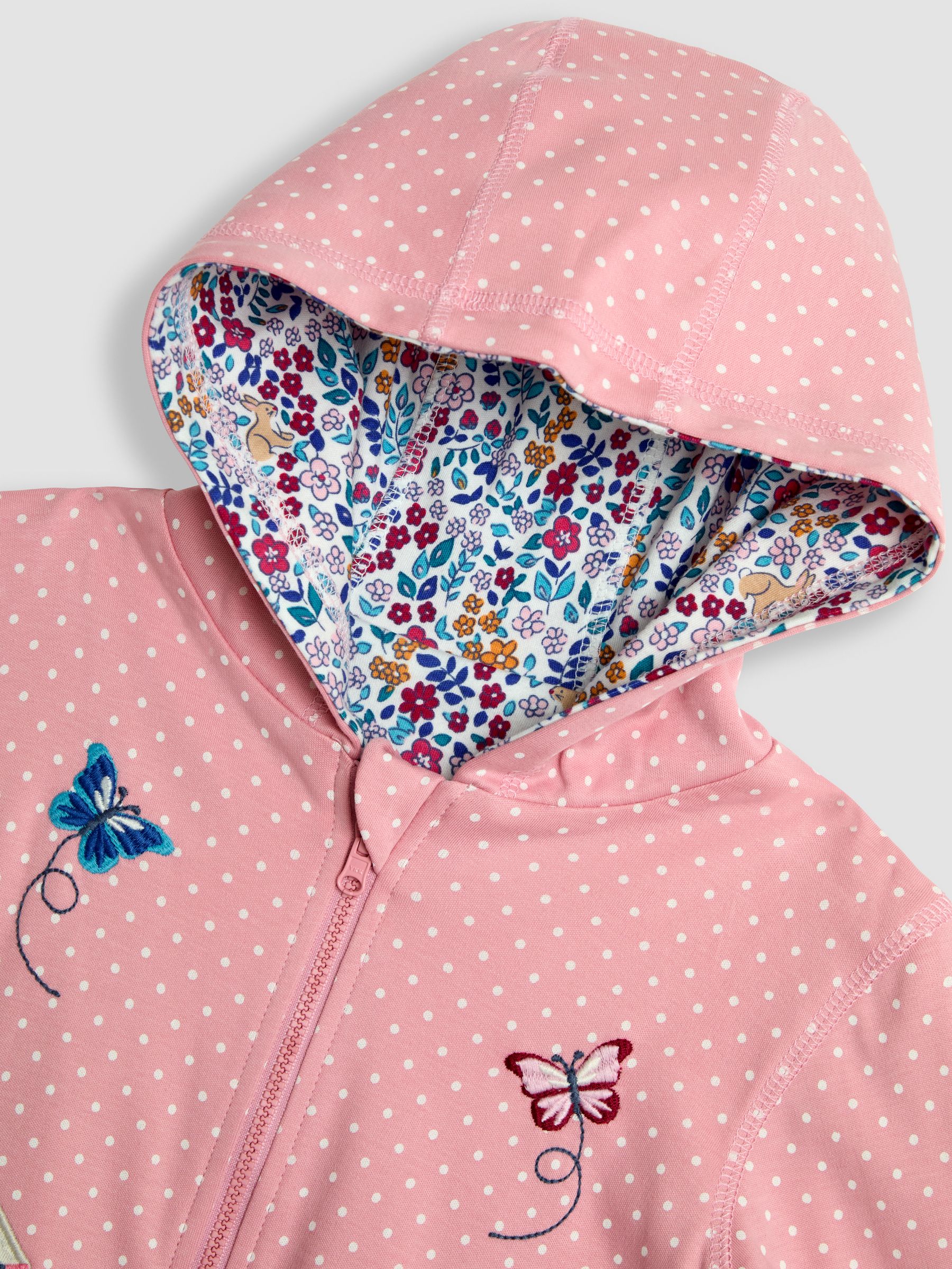 Buy JoJo Maman Bebe Rose Pink Bunny Applique Reversible Hoodie from the JoJo Maman Bebe UK online shop