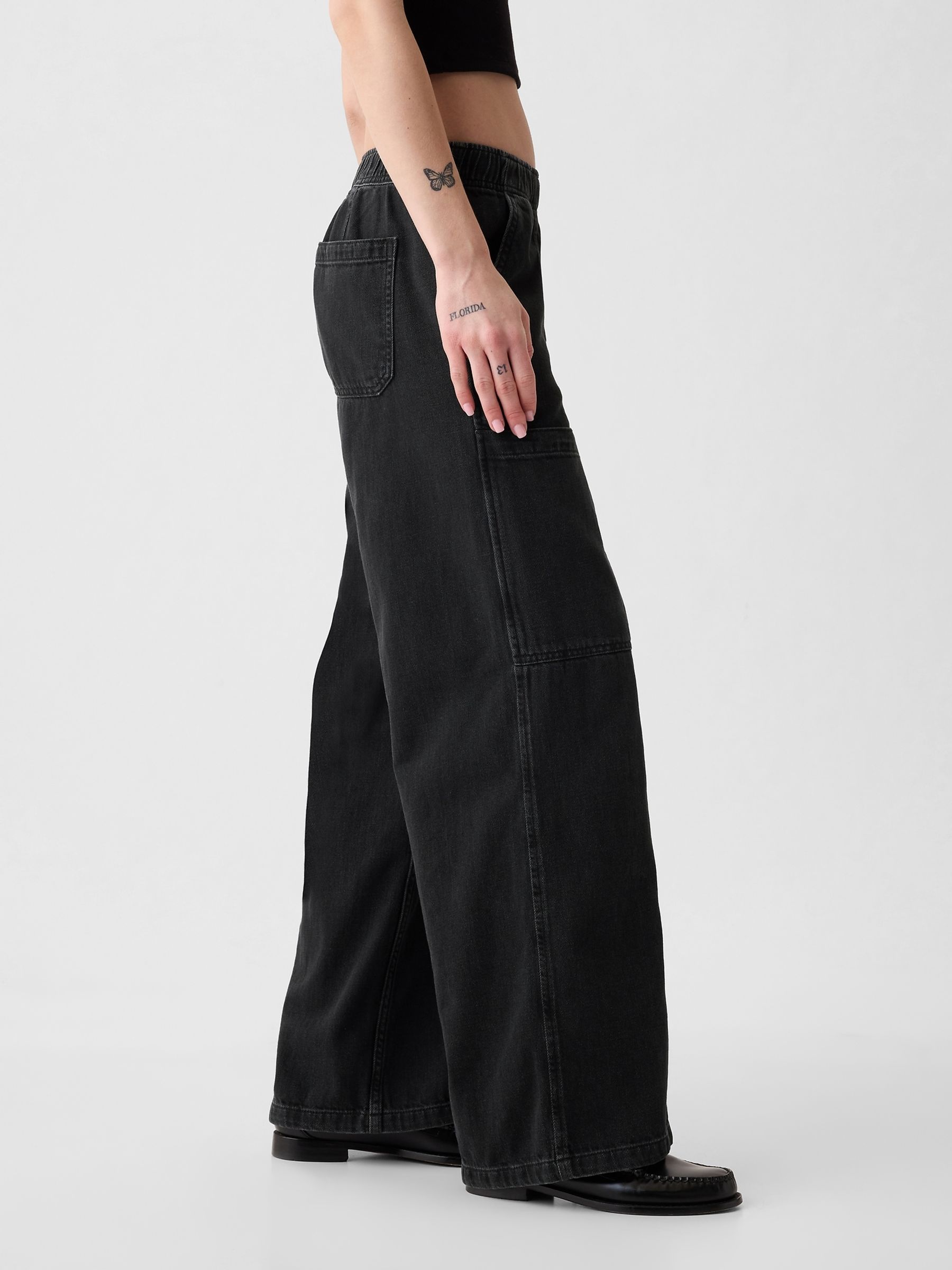 Buy Black High Waisted Wide Leg Utility Easy Jeans from the Gap online shop