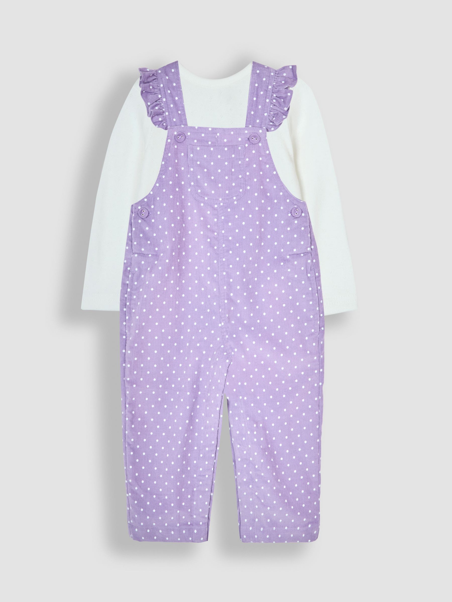 Buy JoJo Maman Bebe Lilac Frill Cord Dungarees And Top Set from the JoJo Maman Bebe UK online shop