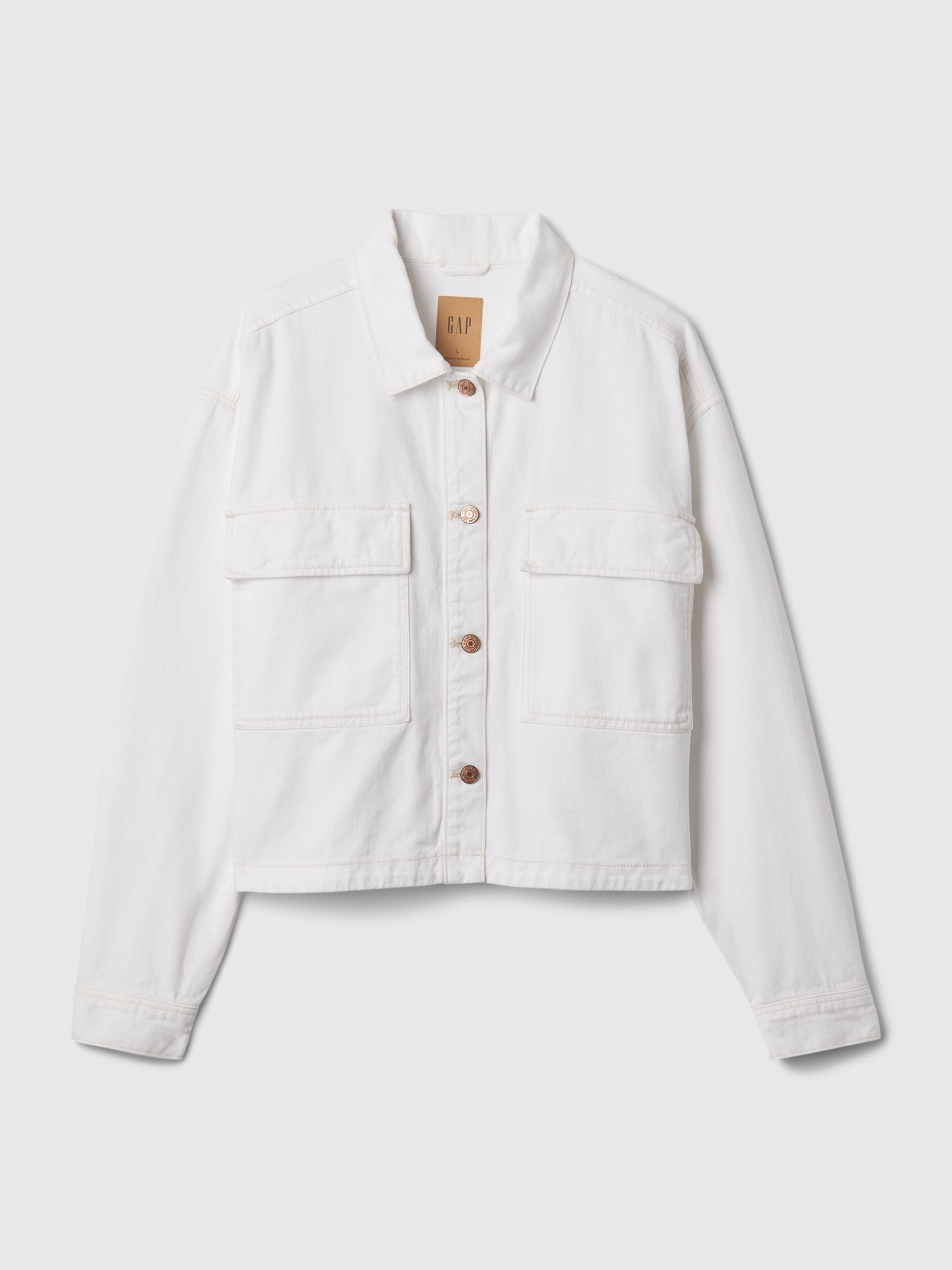 White Cropped Denim Shirt Jacket | Gap