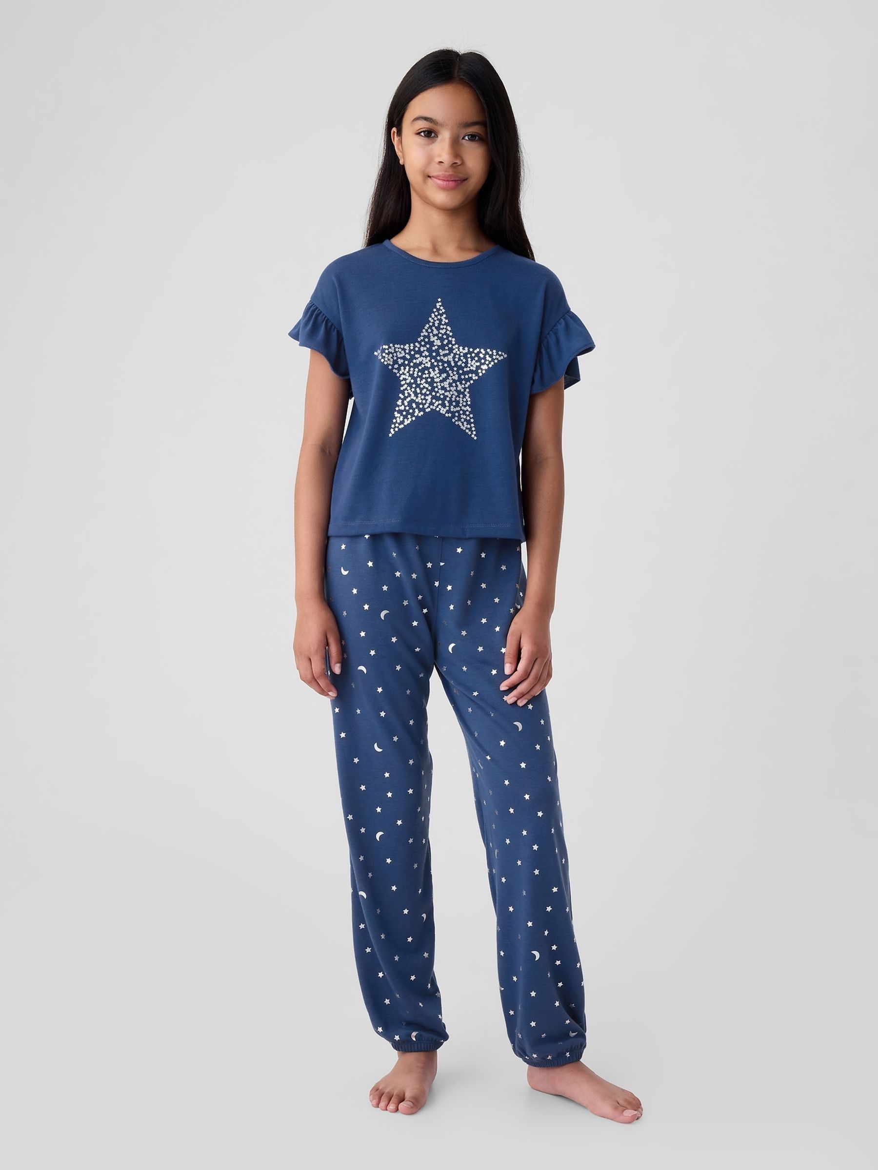 Blue Graphic Short Sleeve Pyjama Set 4 13yrs