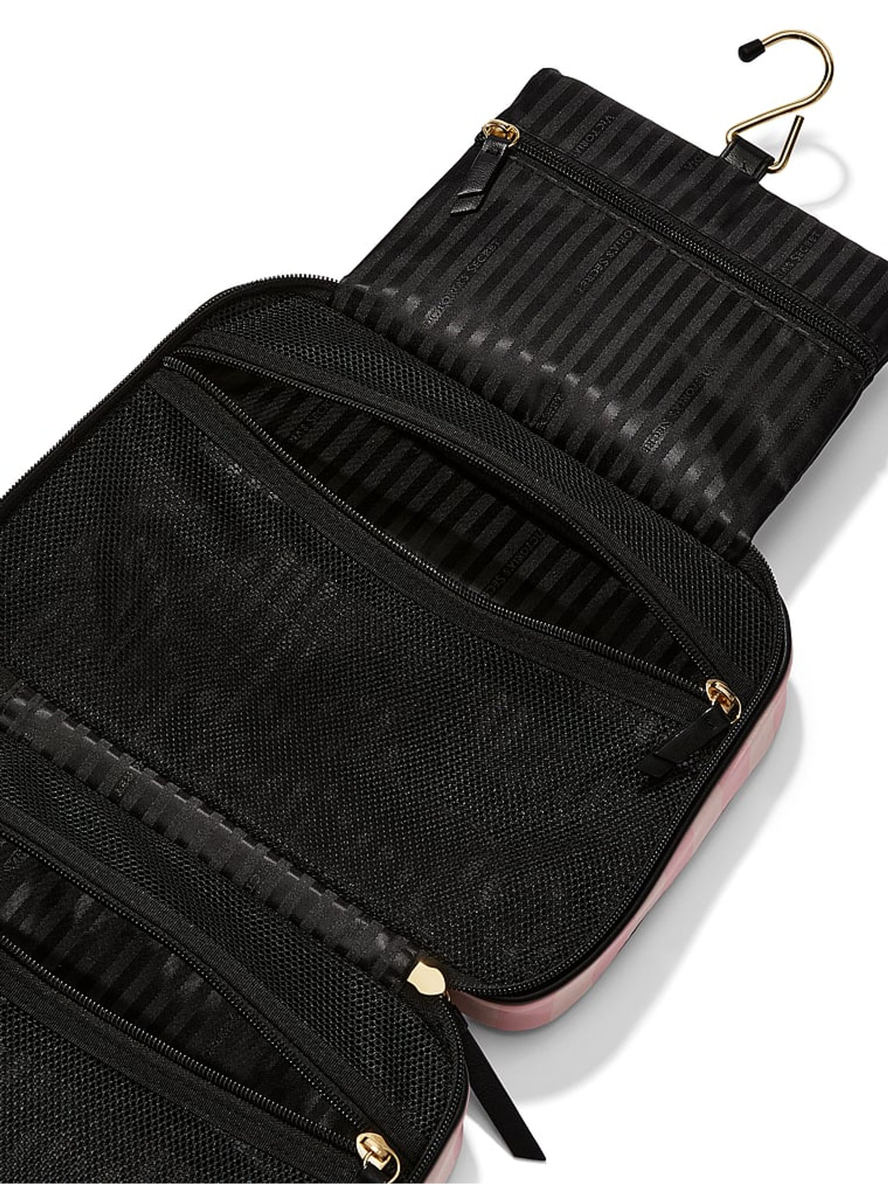 Victoria secret pink and black striped bag cheap