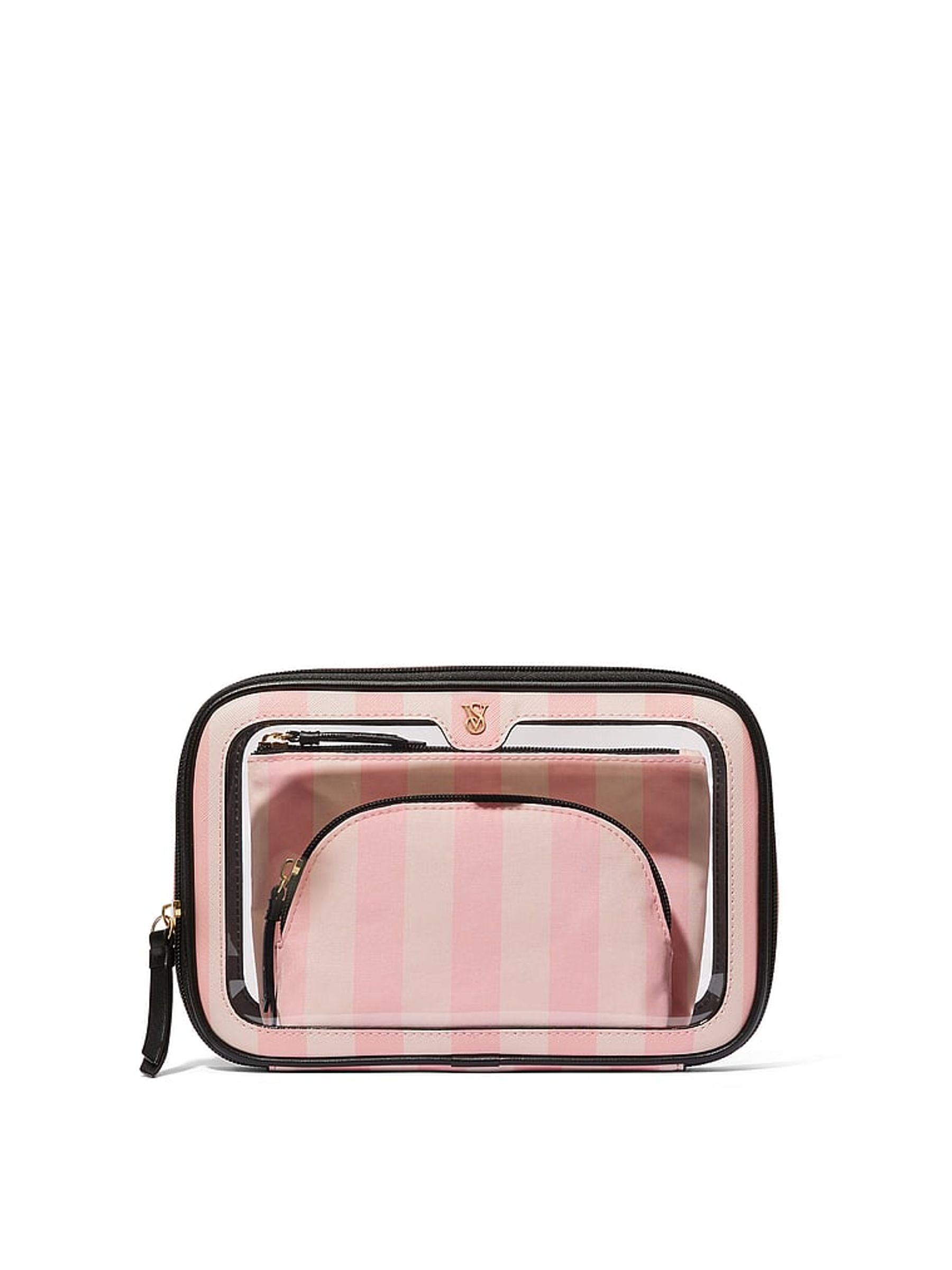 Iconic Stripe Pink Getaway Trio Makeup Bag