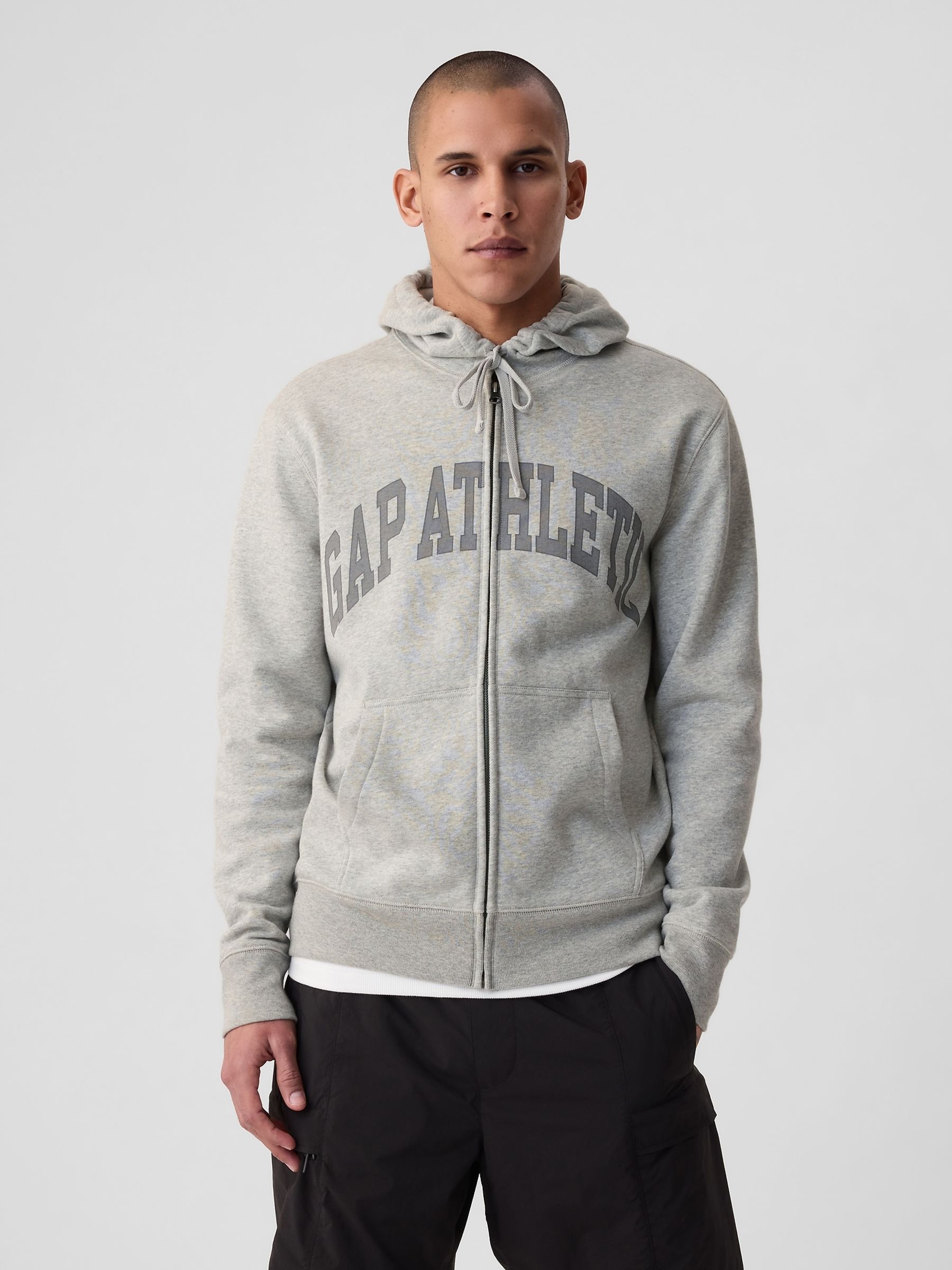Grey Logo Zip Up Hoodie