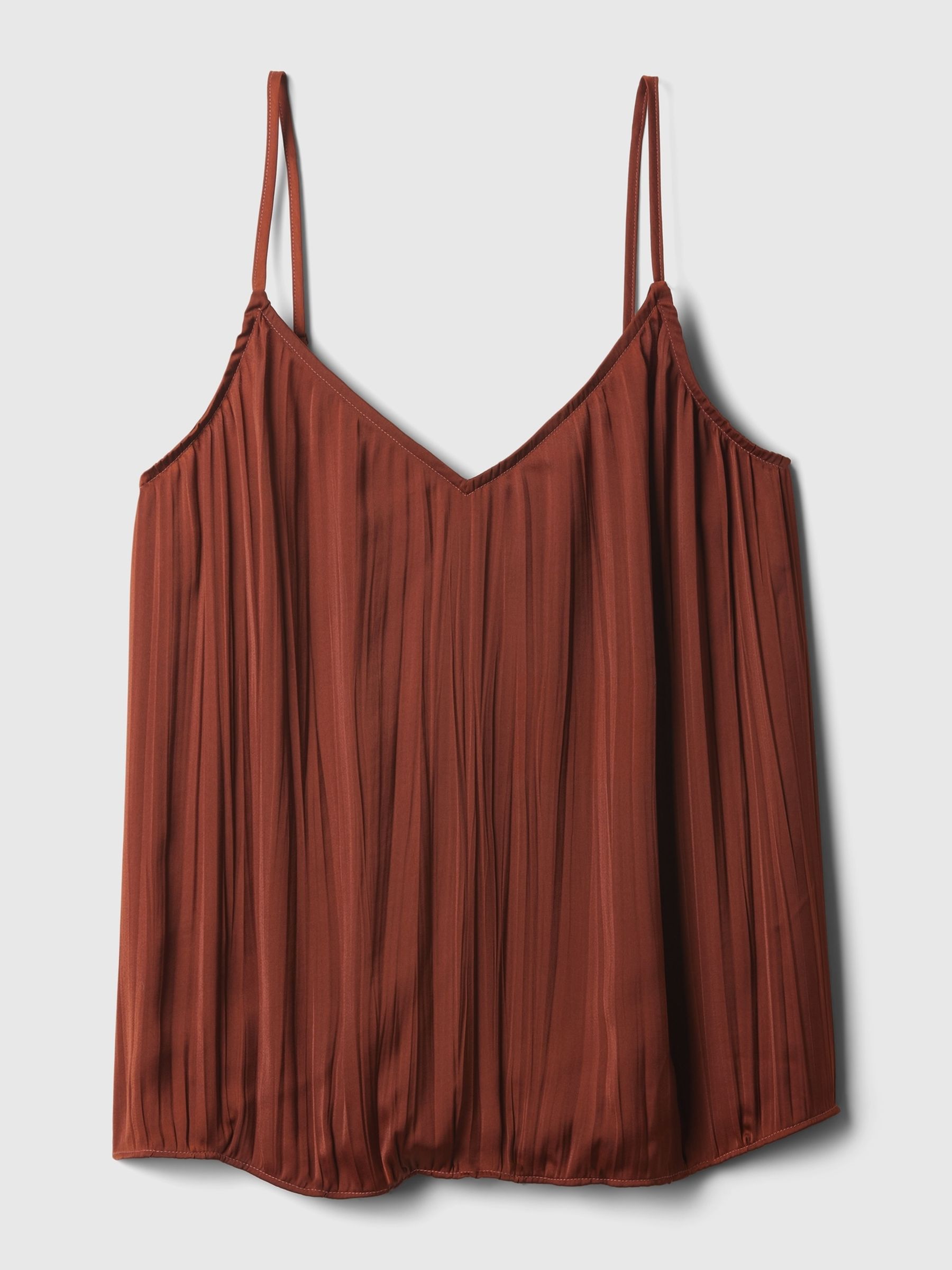 Brown Pleated Satin Camisole | Gap