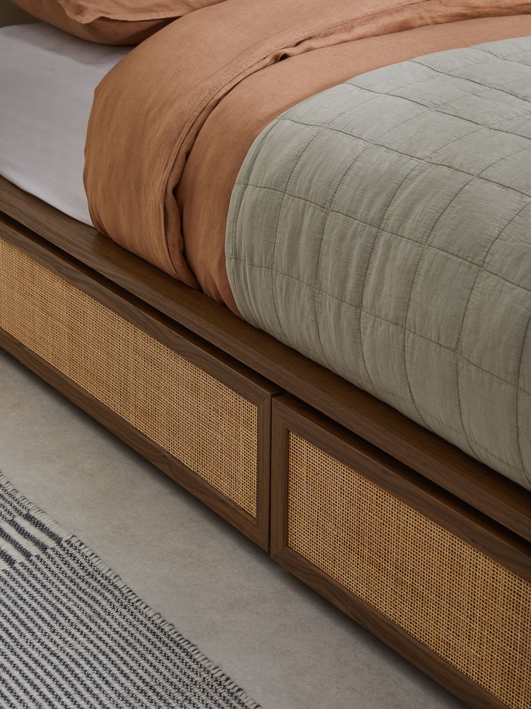 Pavia Rattan Platform Storage Bed in Dark Natural Made