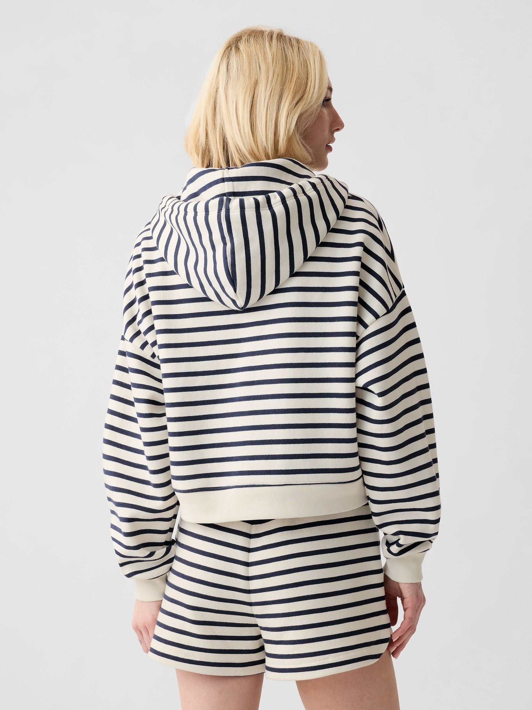 White hoodie with black stripes on sale
