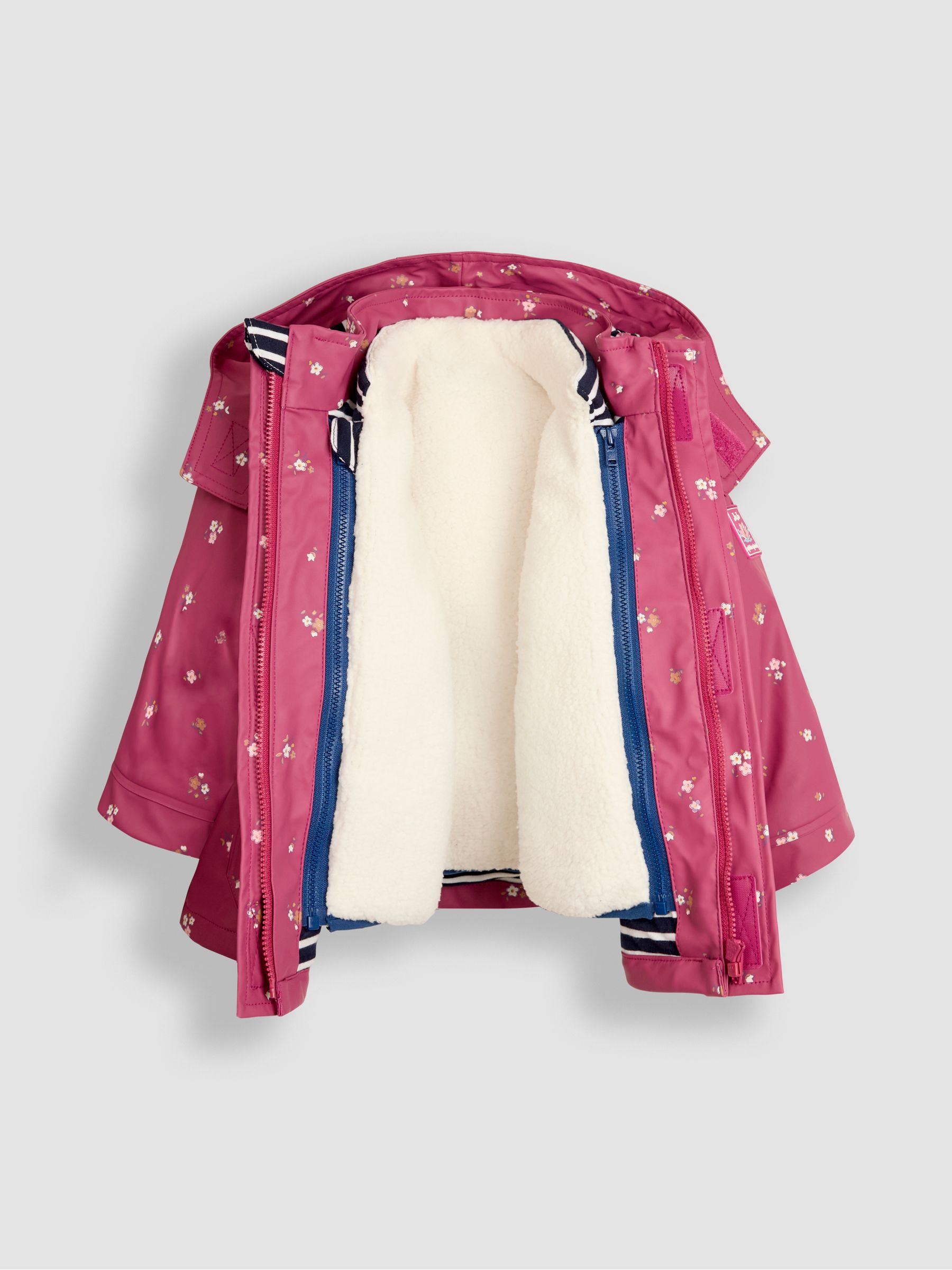 Buy JoJo Maman Bebe Pink Floral 3 In 1 Waterproof Jacket from the JoJo Maman Bebe UK online shop