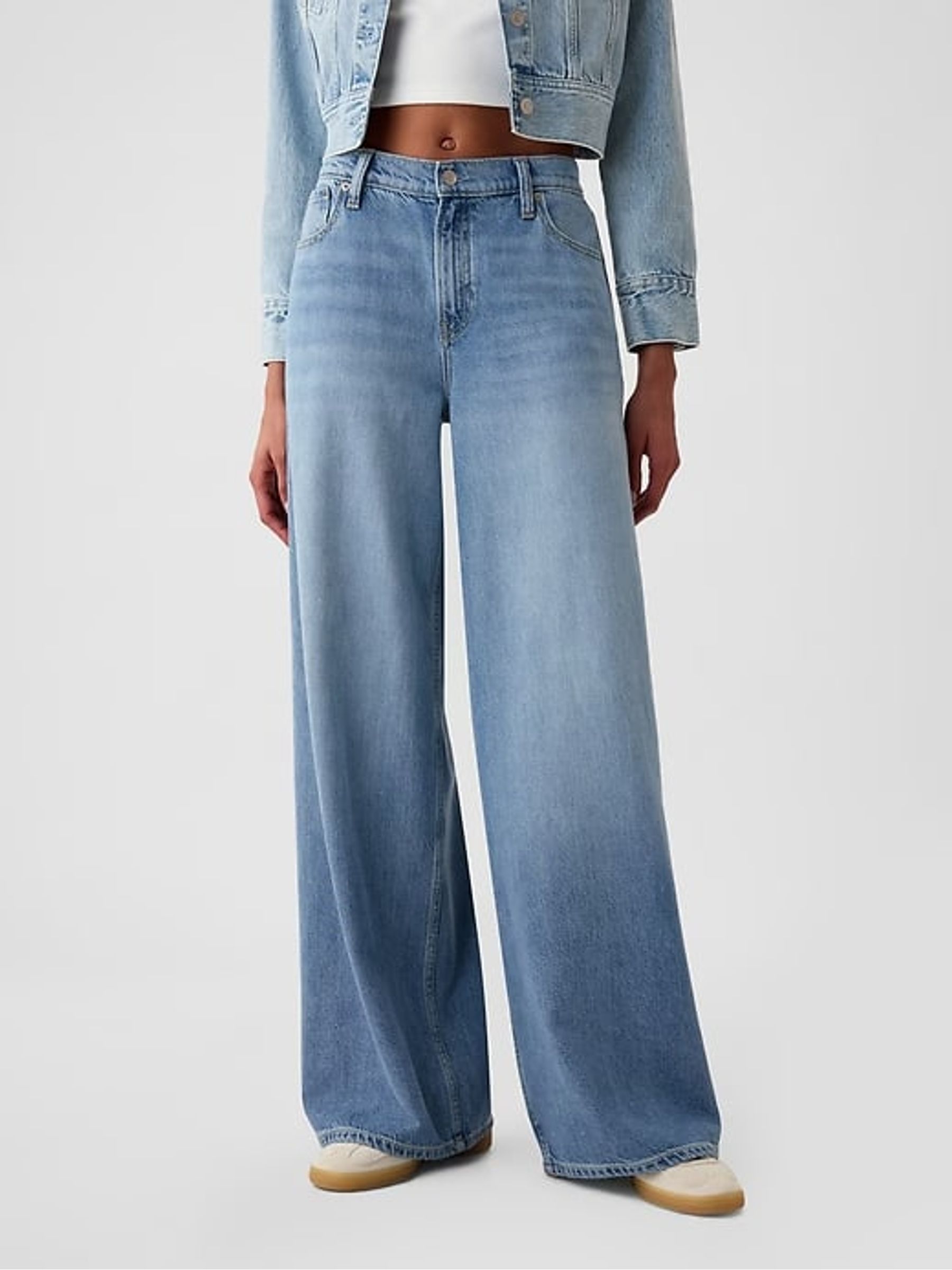Blue Mid Rise Soft Baggy Jeans Gap