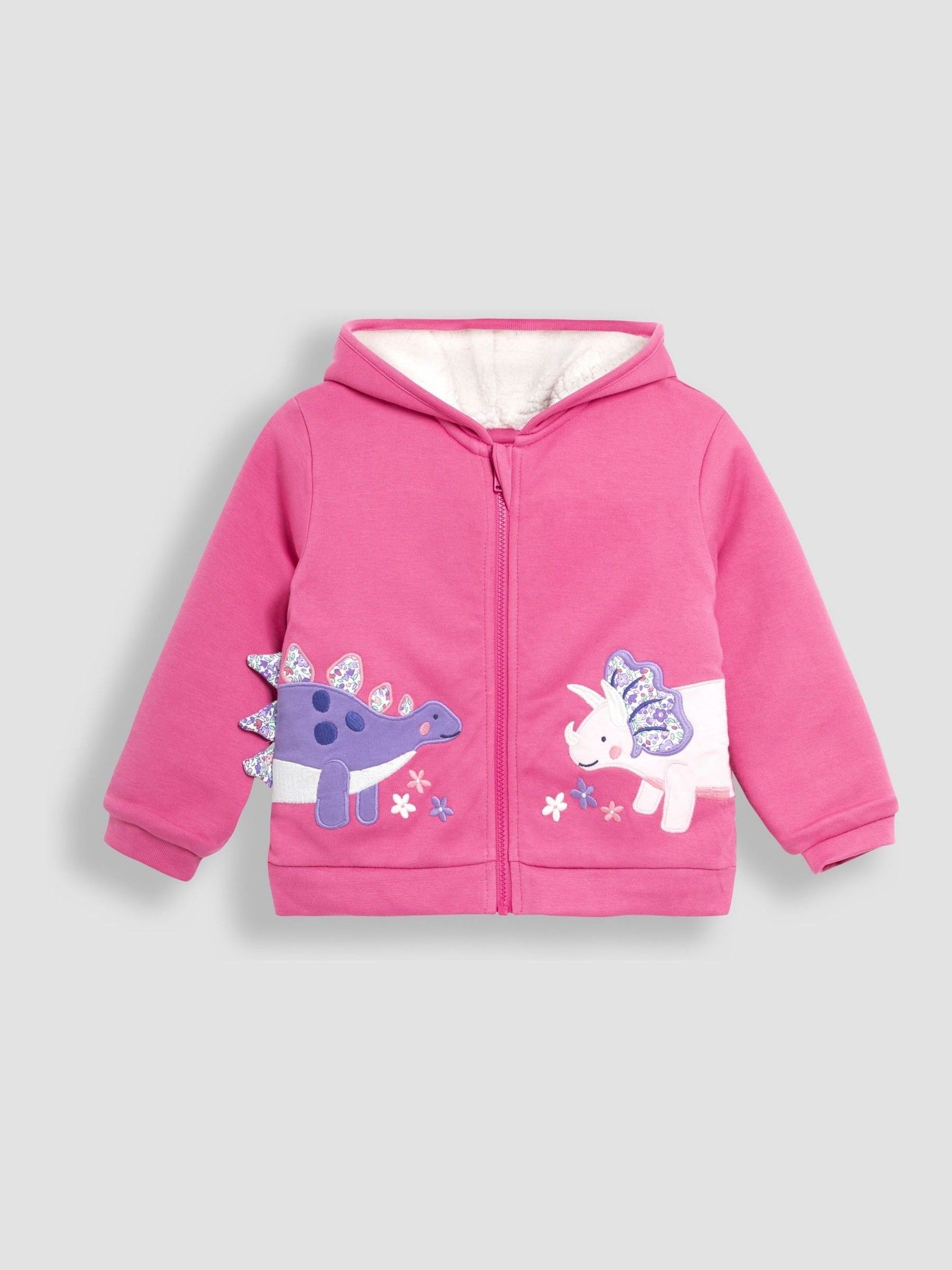 Fuchsia Pink Dino Cotton Applique Cosy Hoodie
