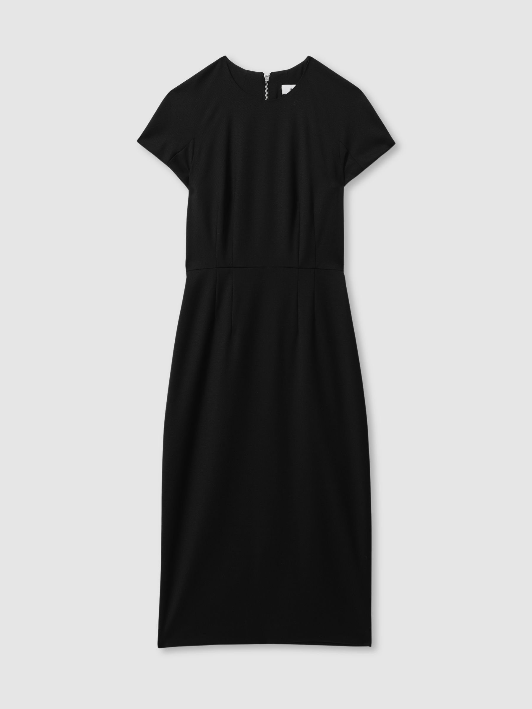 Black cap sleeve midi dress 2025