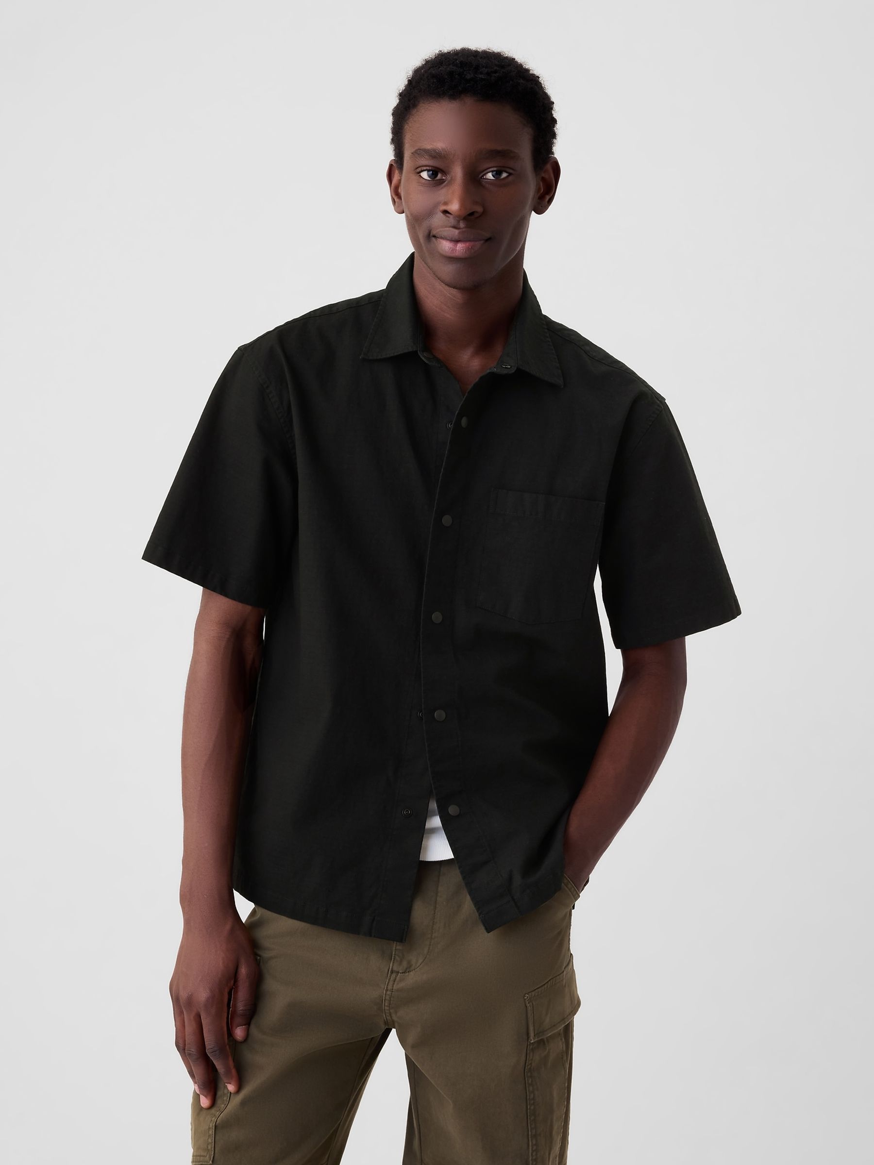 Black Ripstop Short Sleeve Shirt