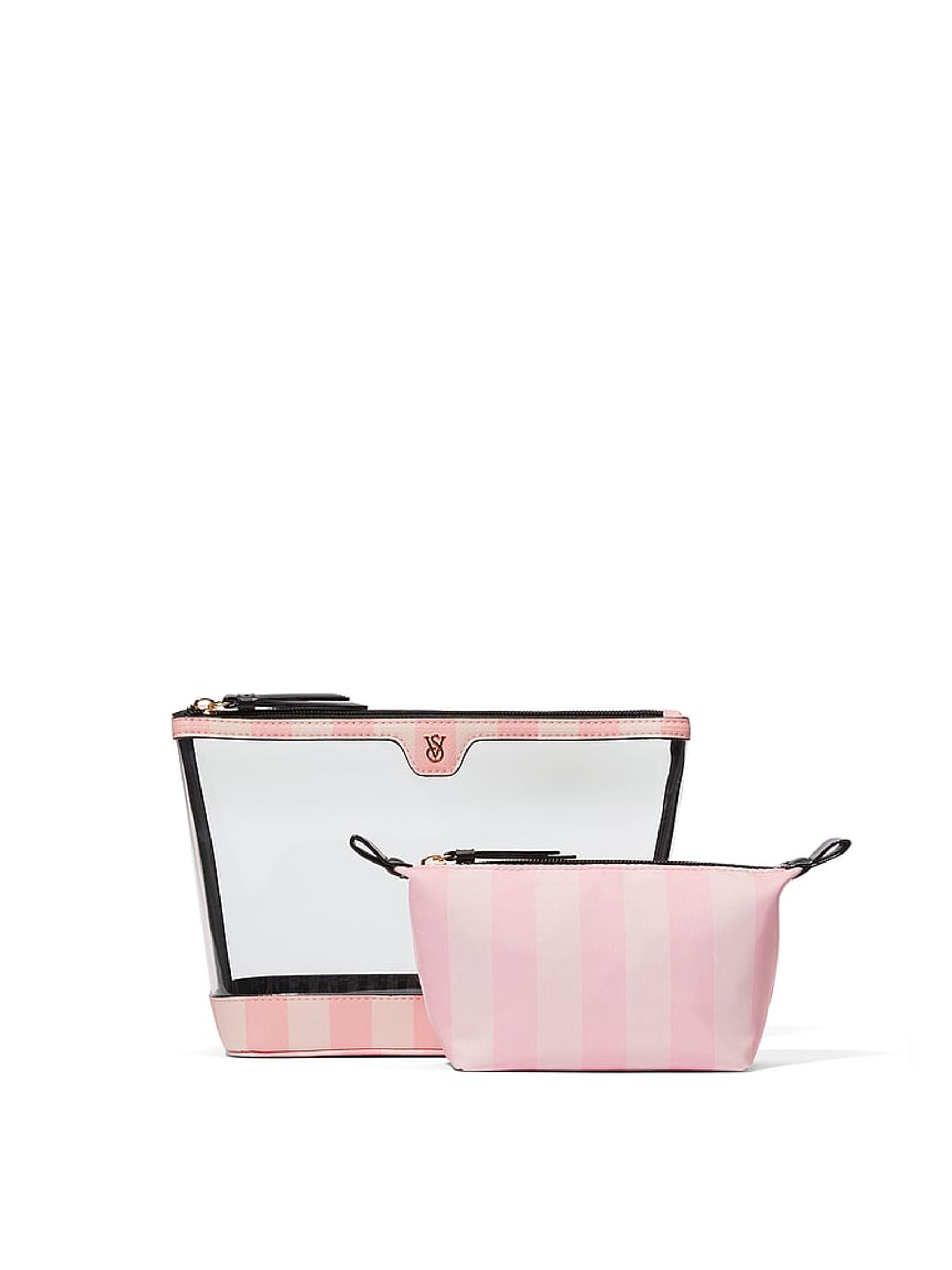 Iconic Stripe Pink AM PM Makeup Bag Duo