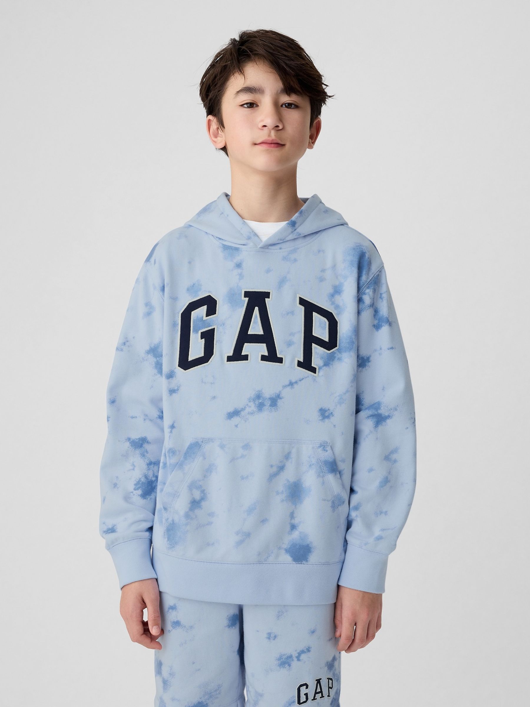 Blue Oversized Logo Print Hoodie 4 13yrs