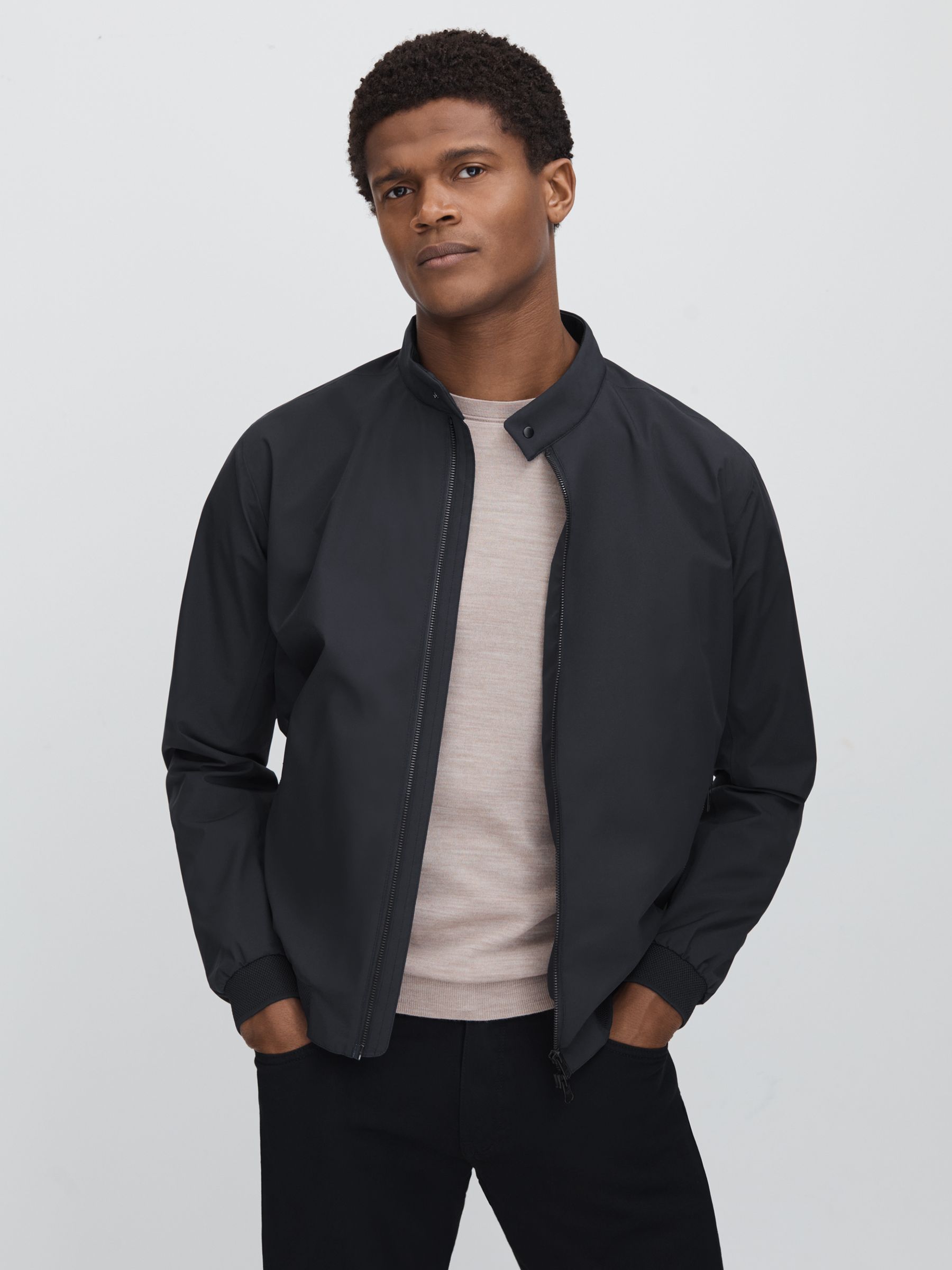 Reiss Scandinavian Edition Waterproof Harrington Style Jacket in Midnight REISS