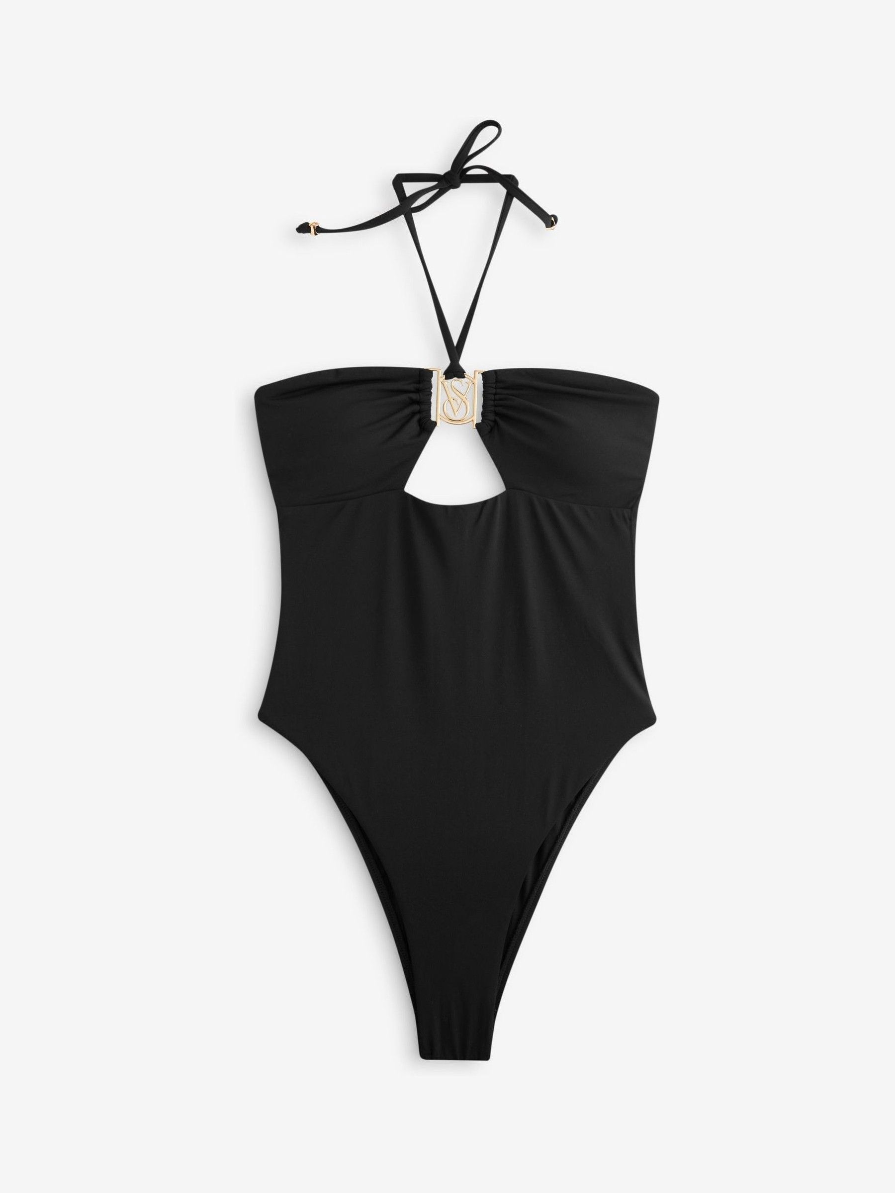 Buy Victoria s Secret Black Logo Hardware Tummy Control Bandeau Swimsuit from the Victoria s Secret UK online shop