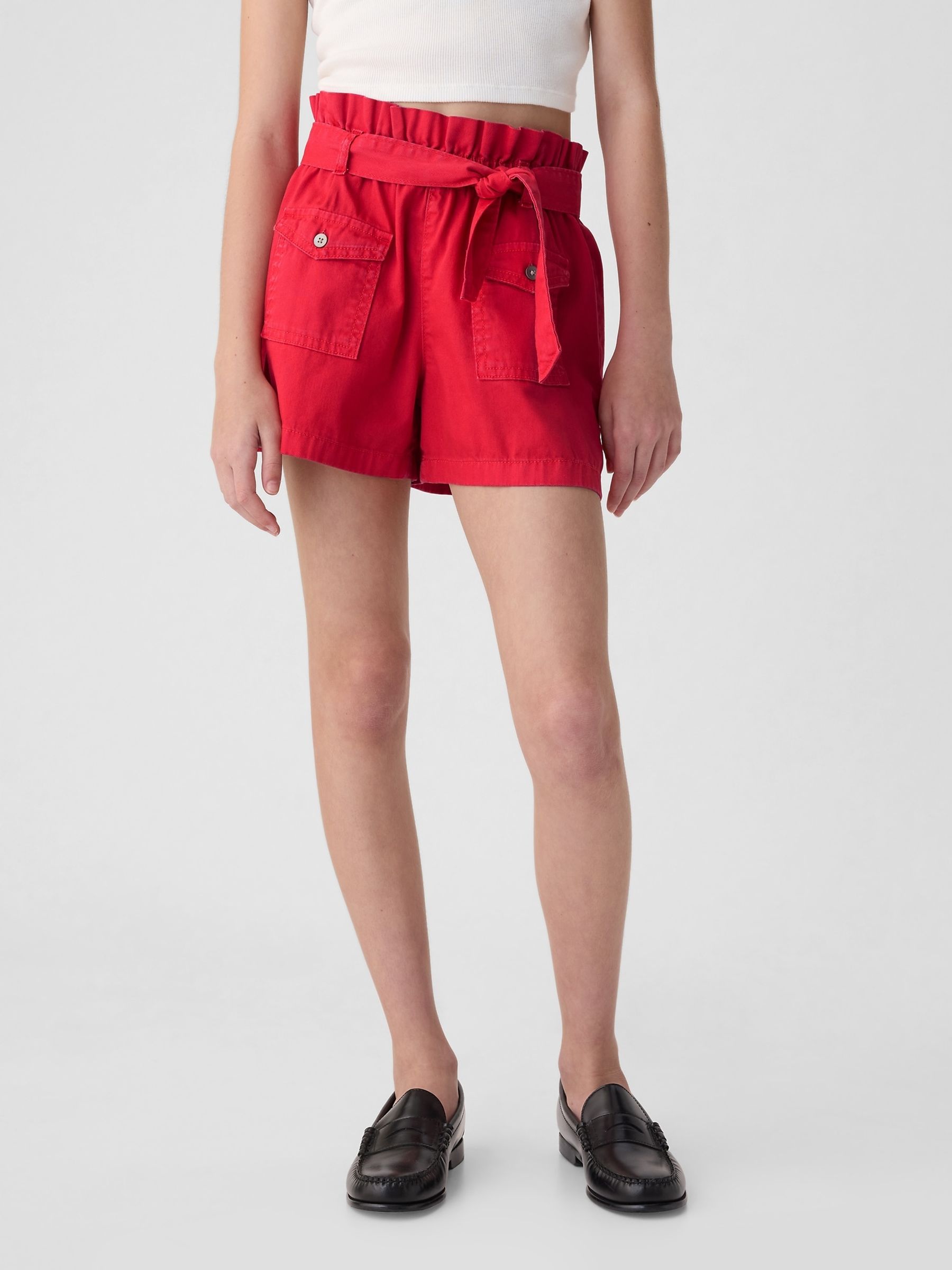Red shorts denim sale