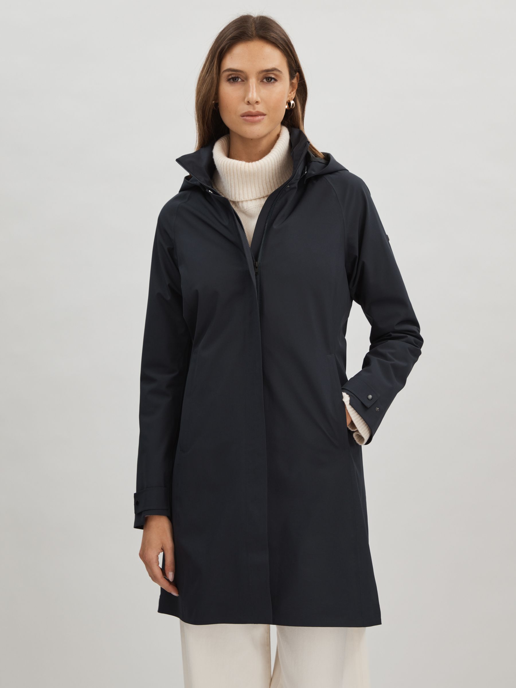 Scandinavian Edition Detachable Hooded Raincoat in Midnight