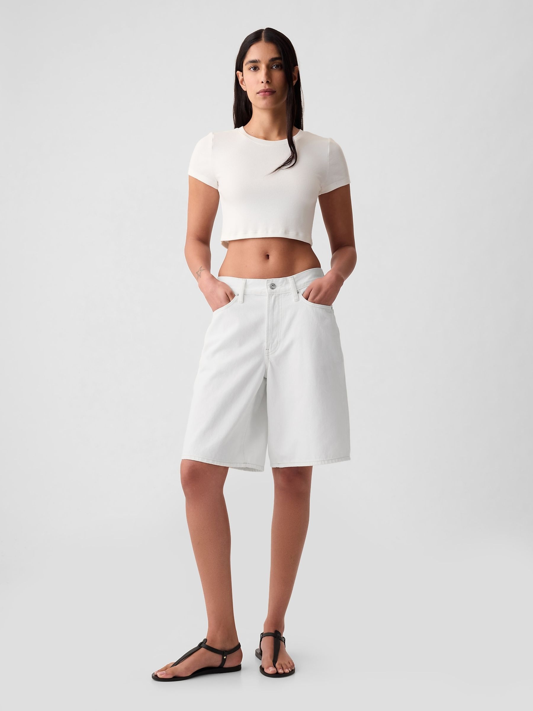Gap white denim shorts shop