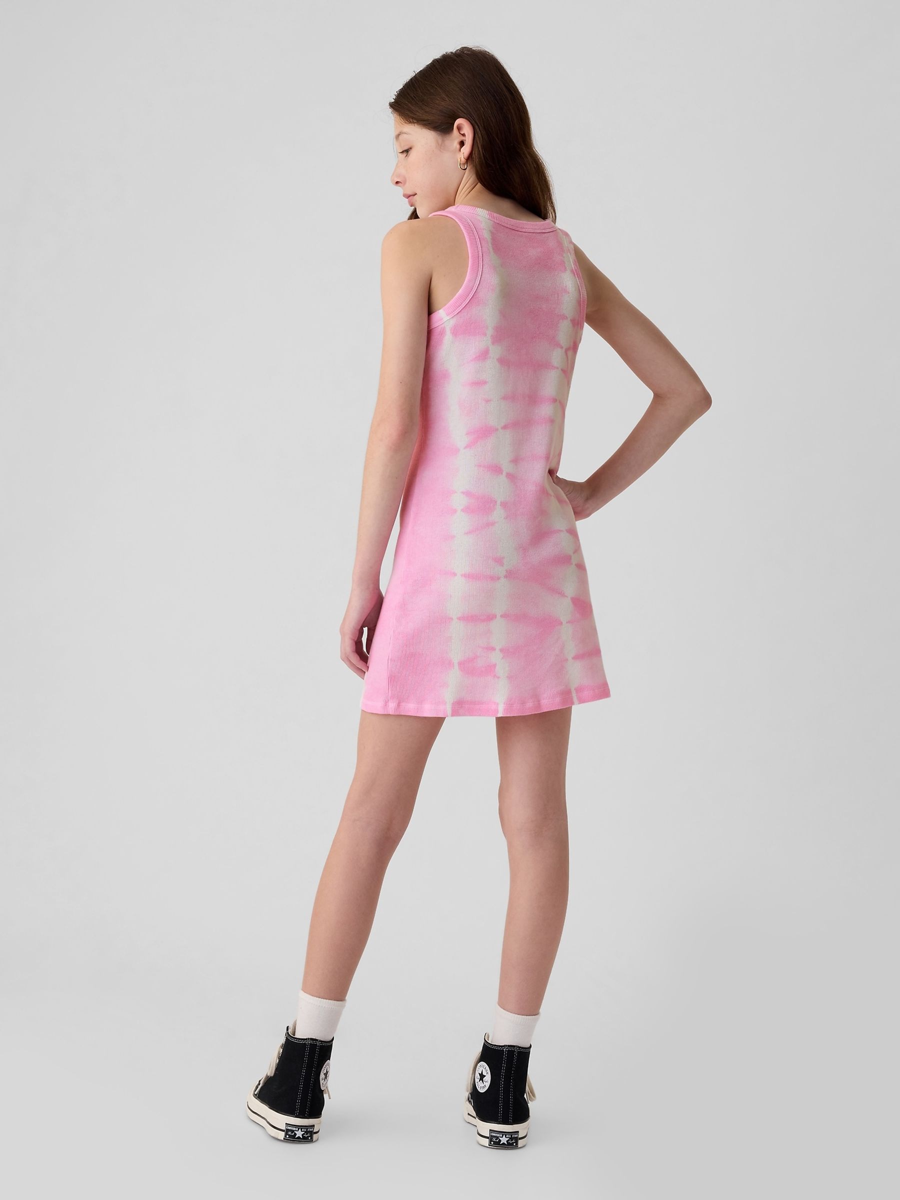 Pink Cotton Ribbed Tank Dress 4 13yrs