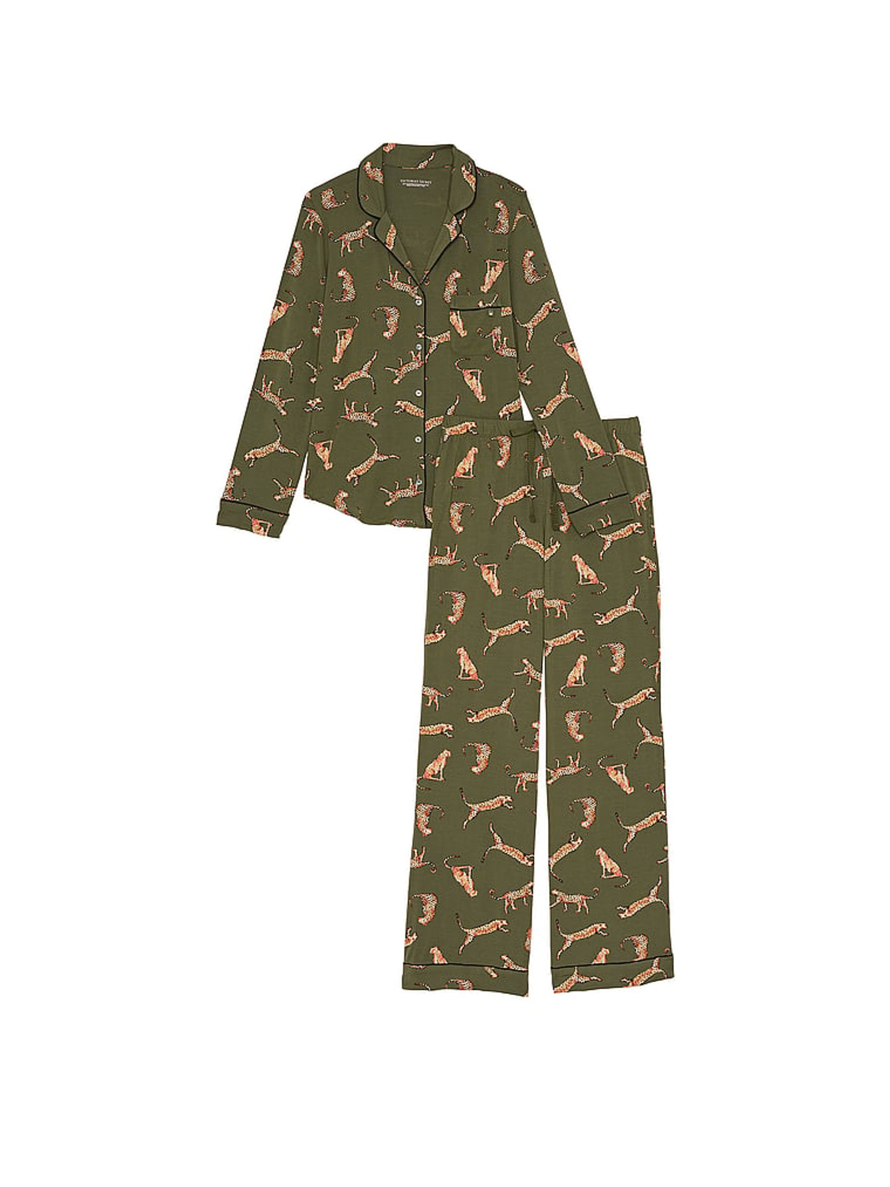Buy Victoria s Secret Olive Green Leopard Modal Long Pyjama Set from the Victoria s Secret UK online shop