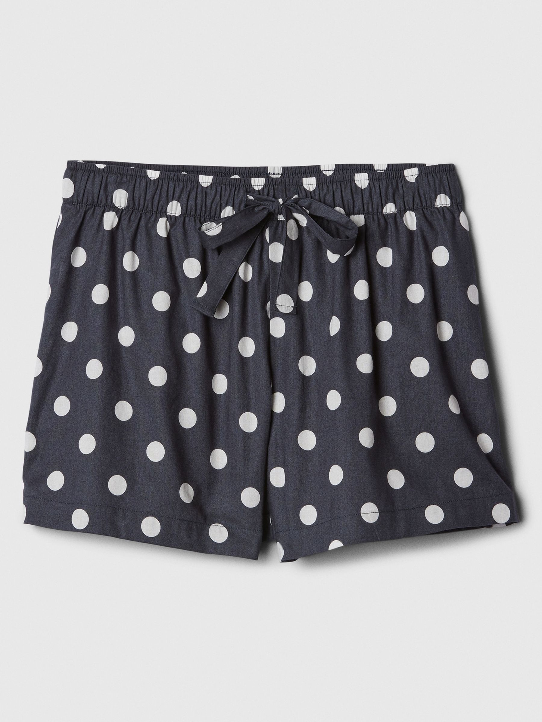 Black Polka Dot Cotton Poplin Print Pyjama Shorts