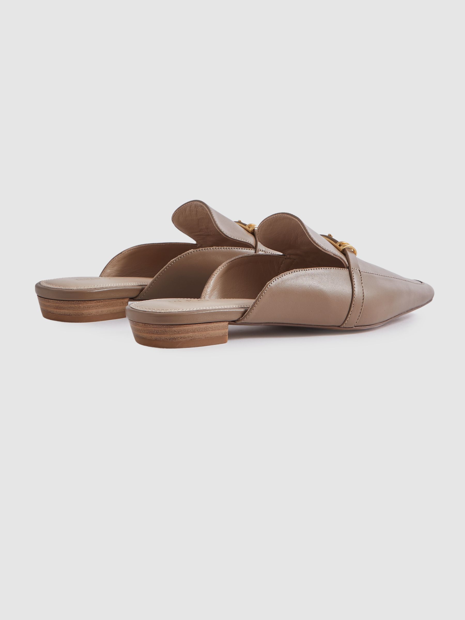 Brown leather mules flat sales