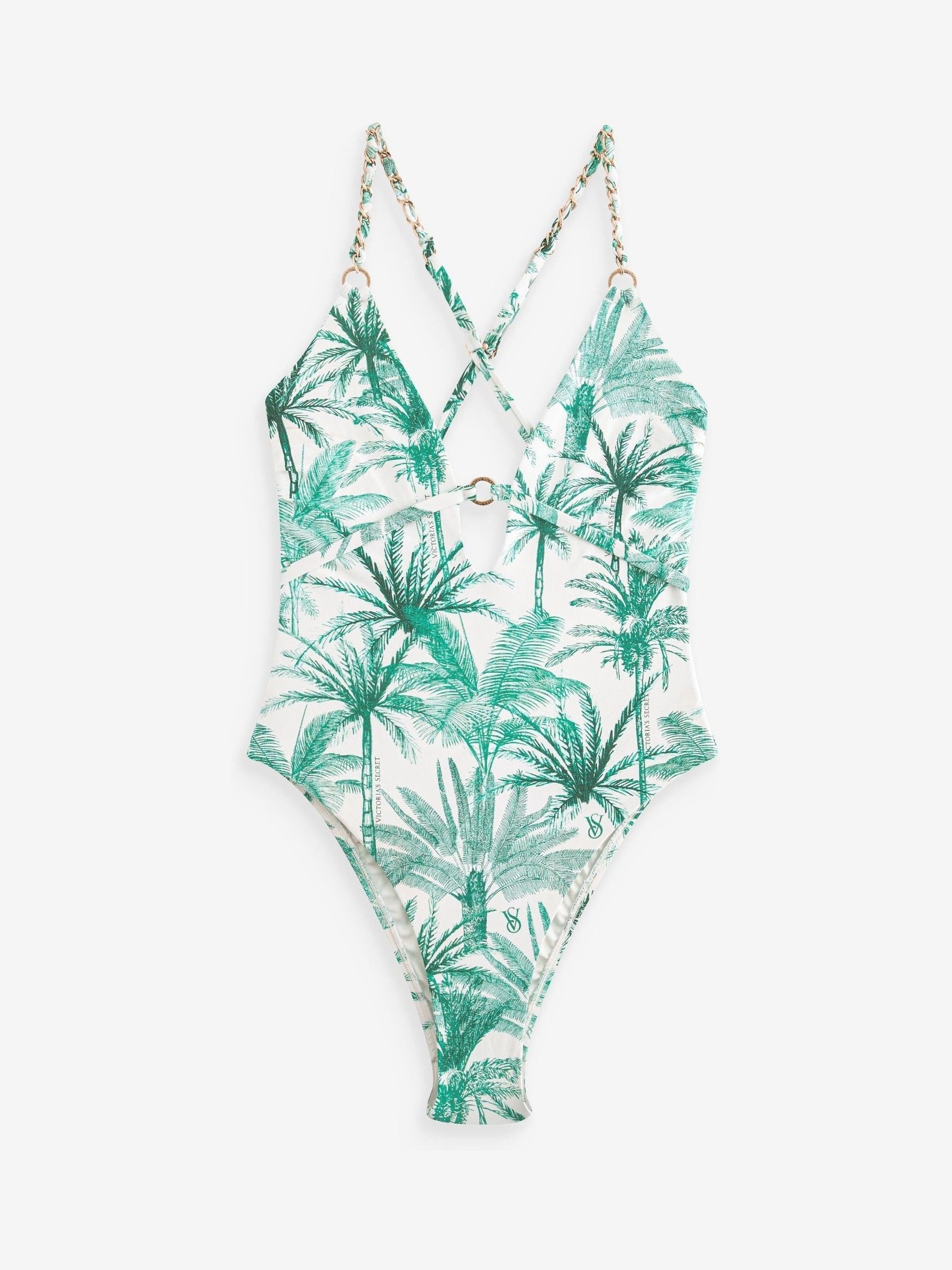 Buy Victoria s Secret White Tropical Palm Tummy Control Plunge Swimsuit from the Victoria s Secret UK online shop