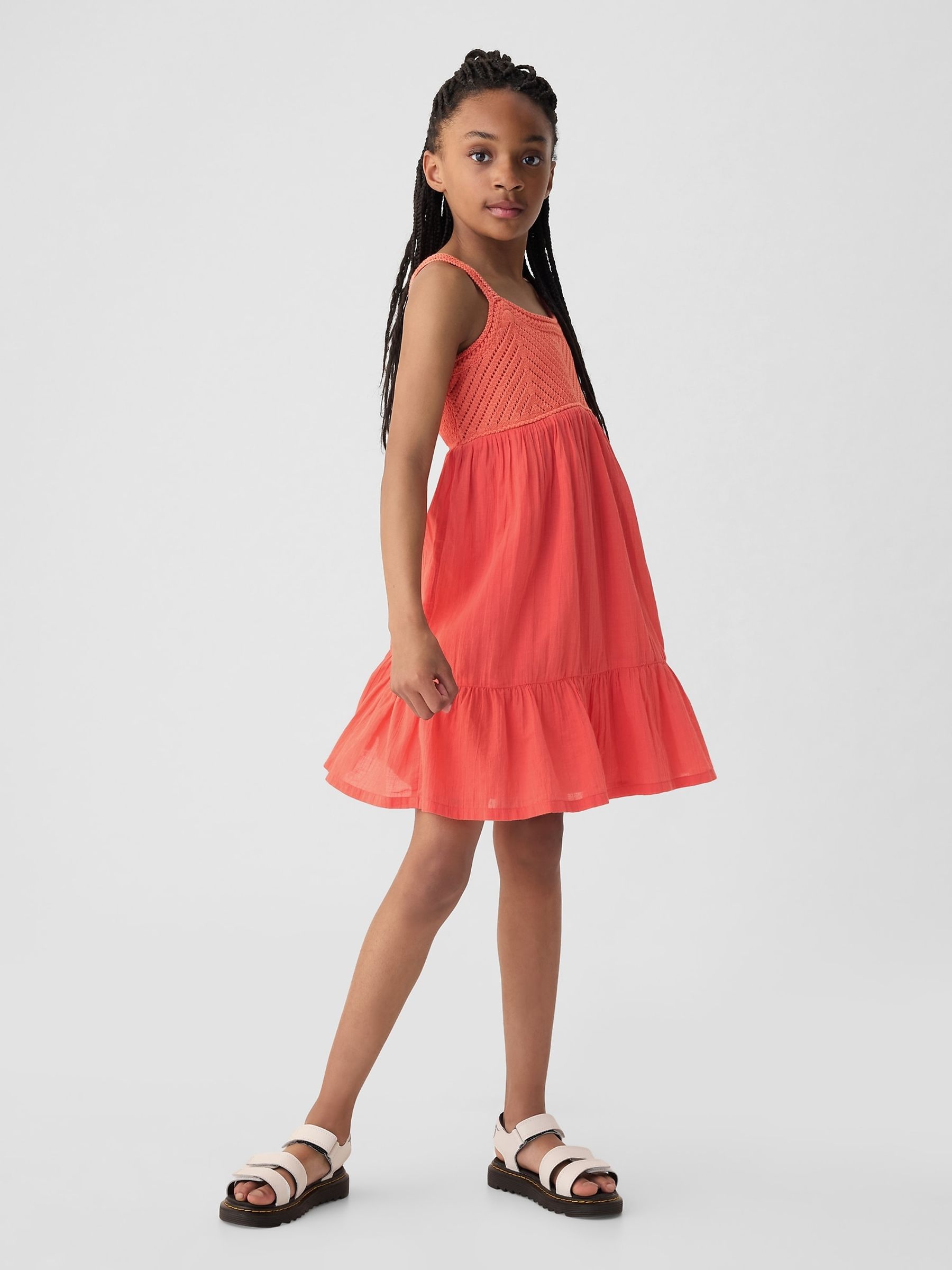 Red gauze dress top