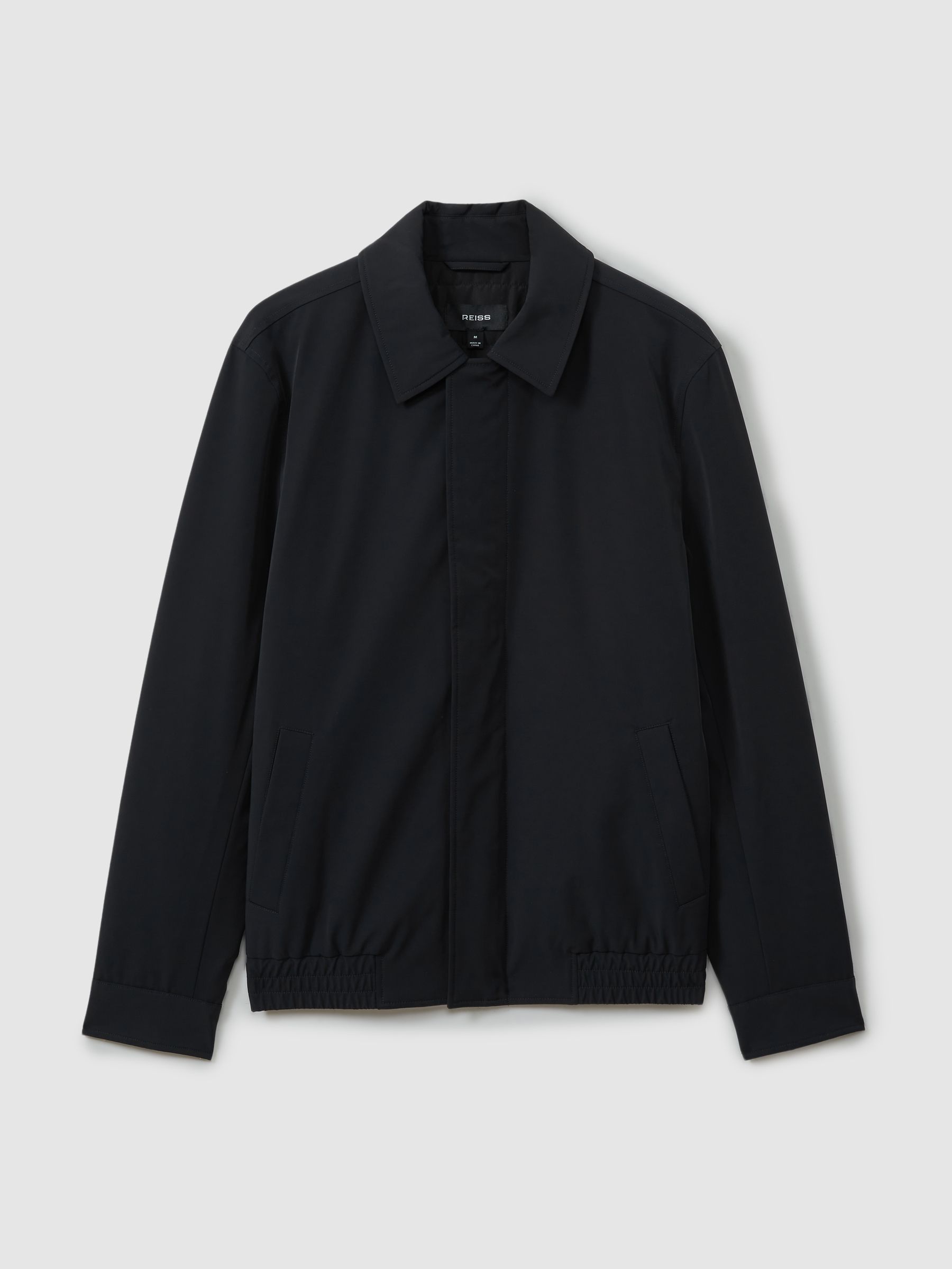 Reiss Elasticated Hem Harrington Jacket in Navy REISS