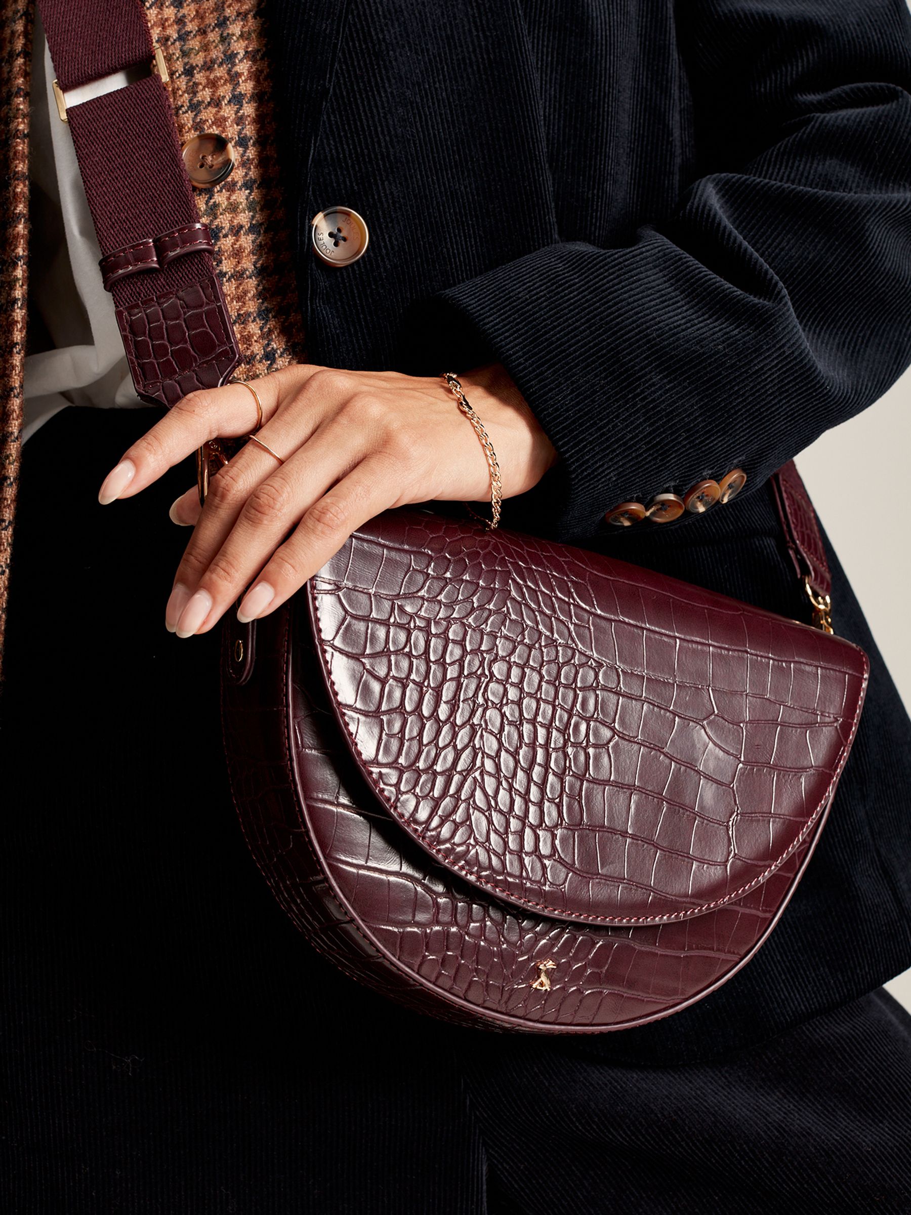 Buy Joules Clara Burgundy Red Half Moon Cross Body Bag from the Joules online shop