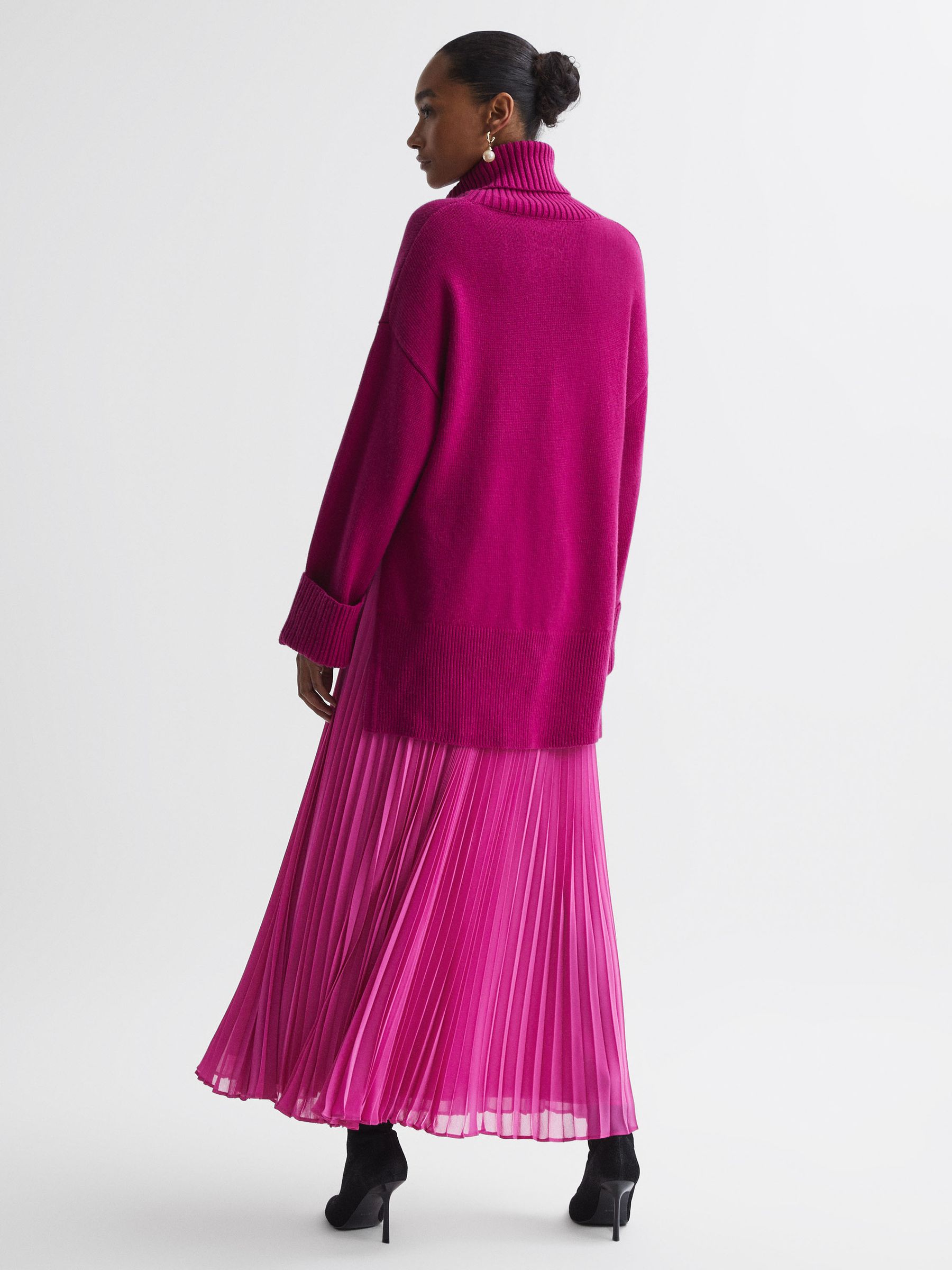 Reiss Florere Pleated Maxi Skirt in Bright Pink REISS