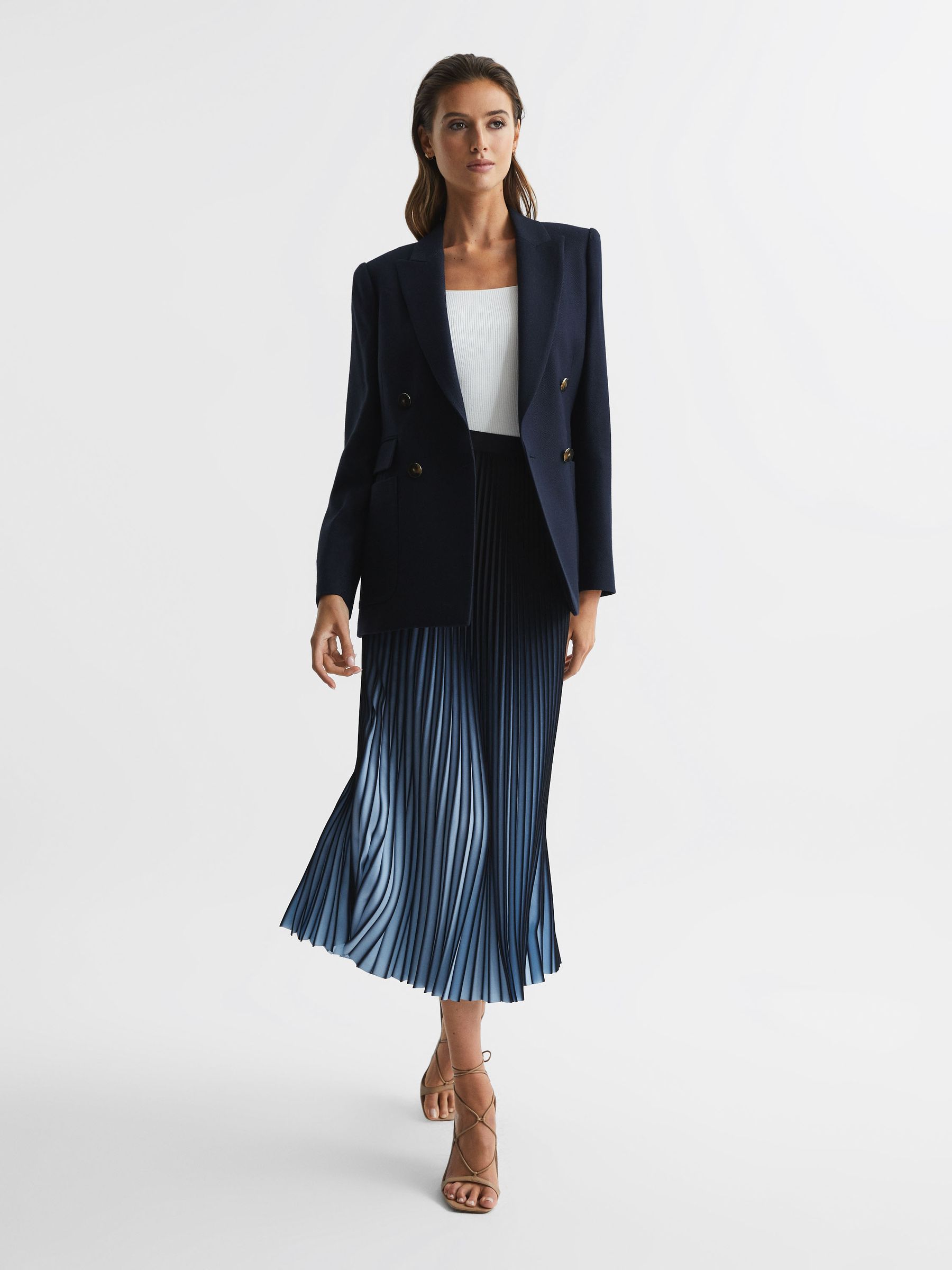 Pleated midi skirt blue new arrivals