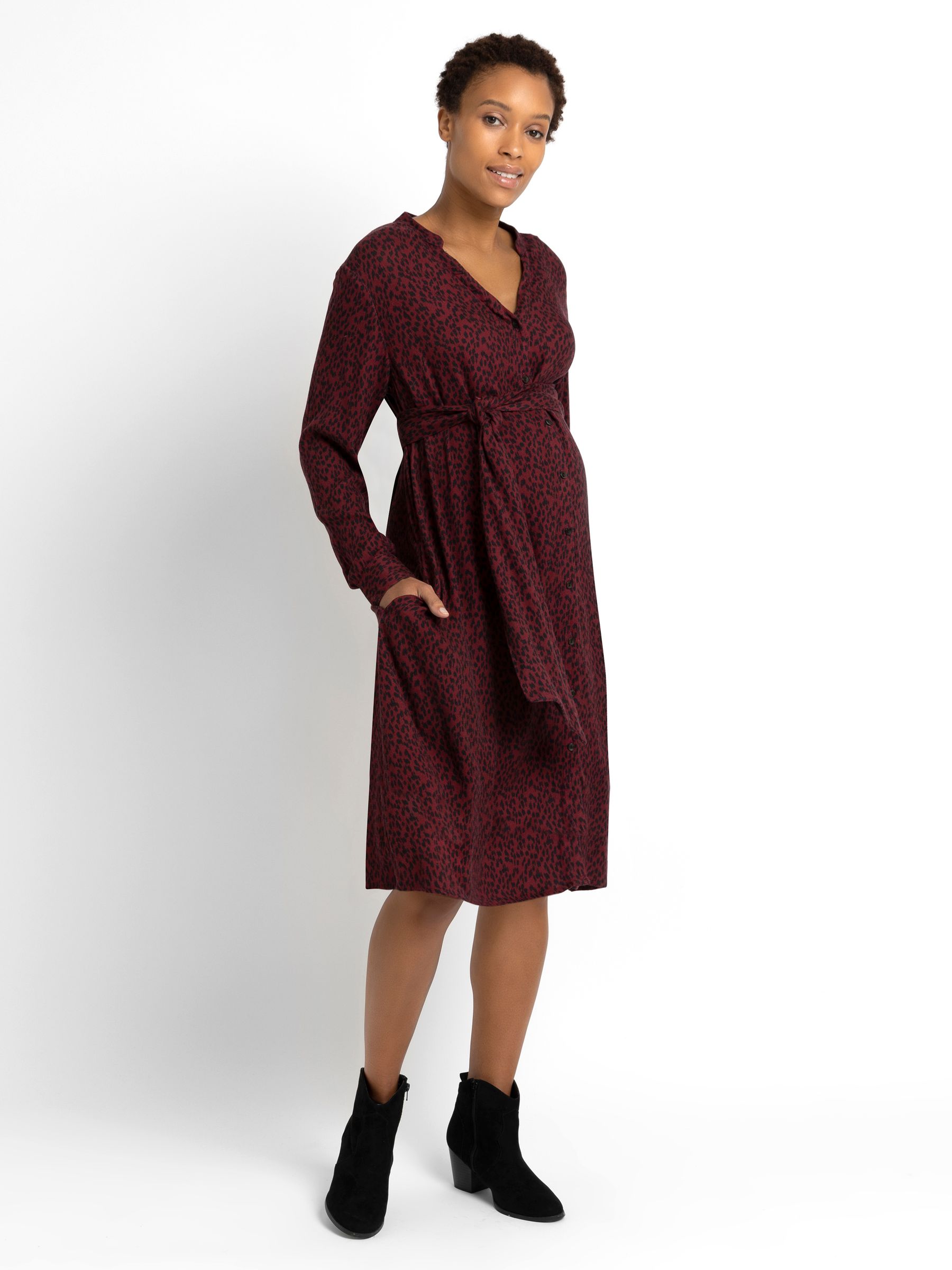 Red animal print wrap dress cheap