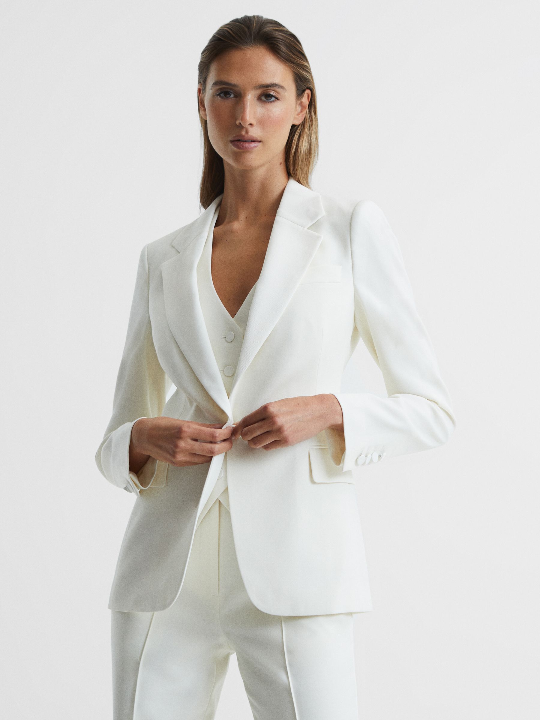 Reiss Tuxedo Blazer in White REISS