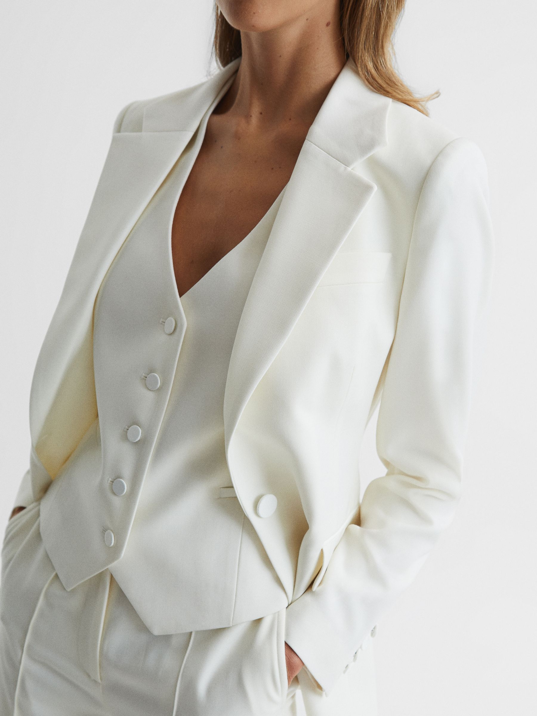 Reiss Tuxedo Blazer in White REISS