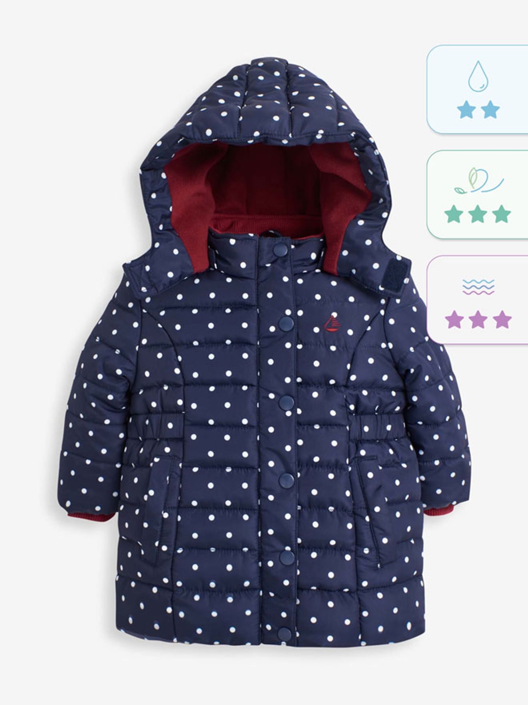 Polka dot puffer jacket best sale