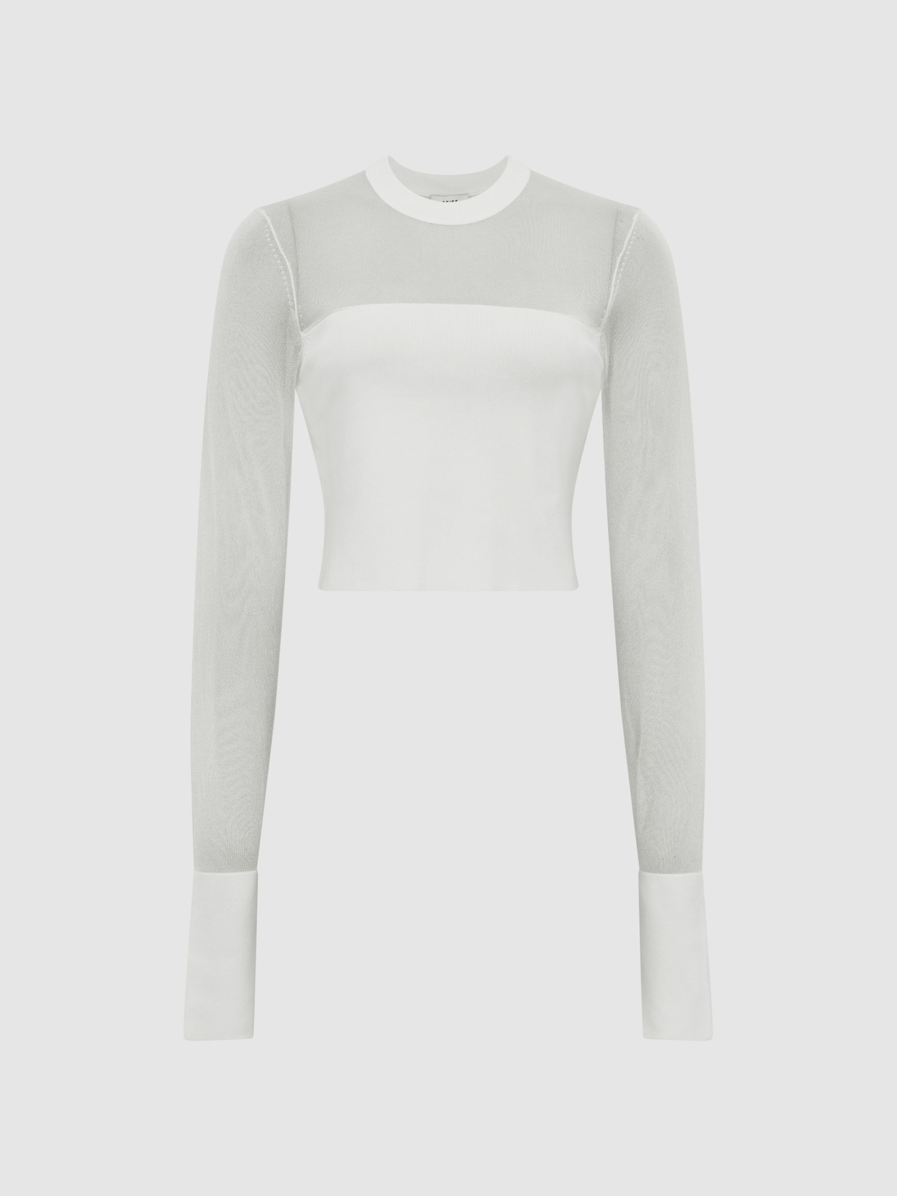 White high neck mesh top sale