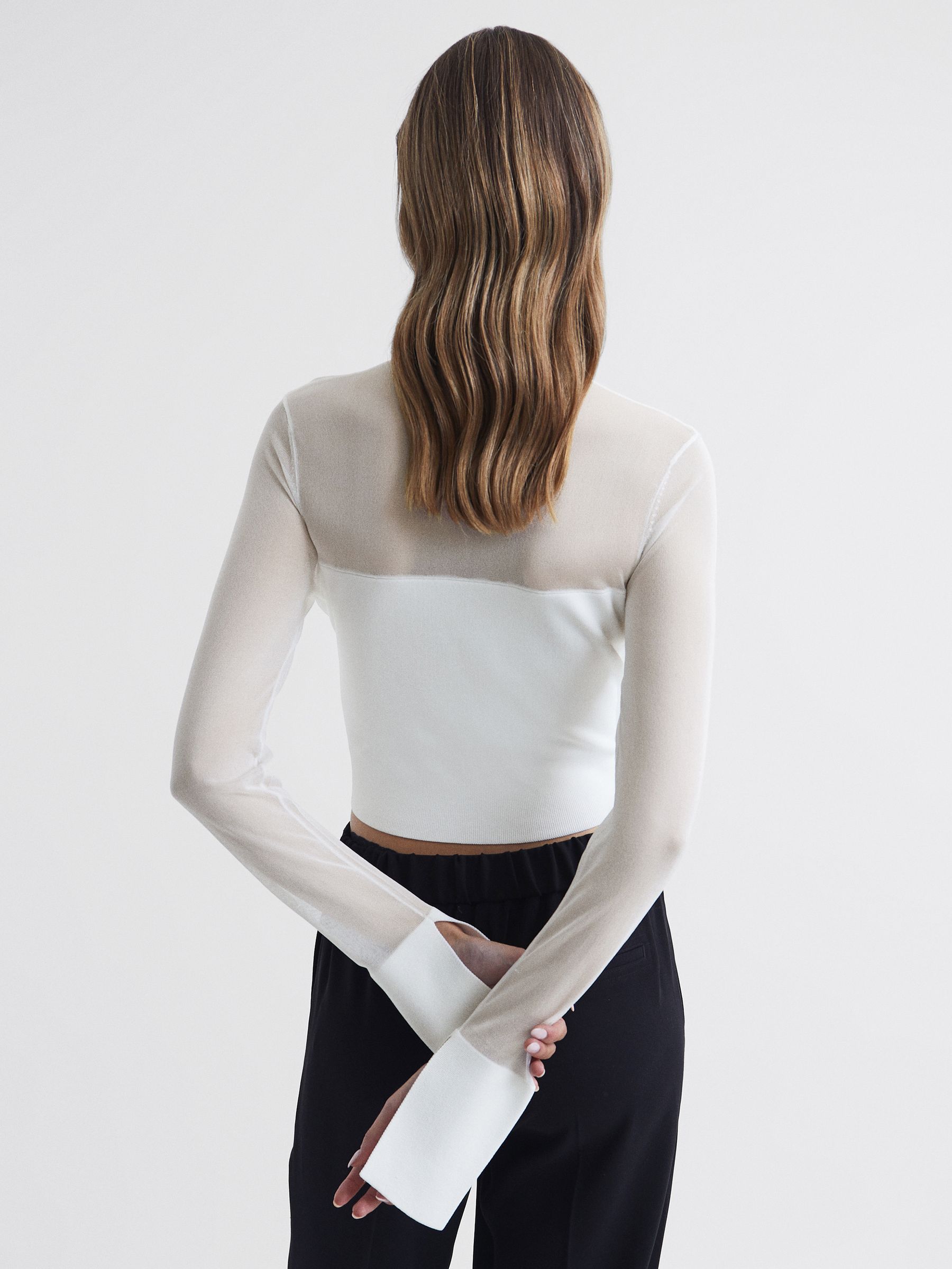 Sheer sleeve crop top new arrivals