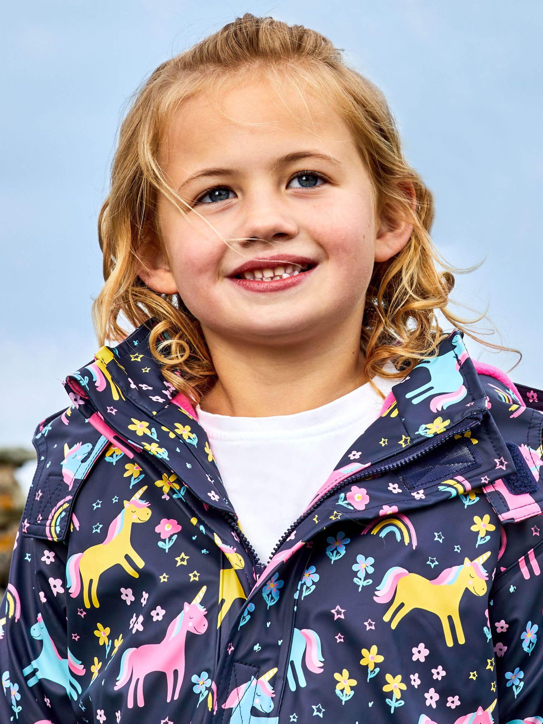 Navy Blue Unicorn Cosy Waterproof Jacket JoJo Maman Bebe