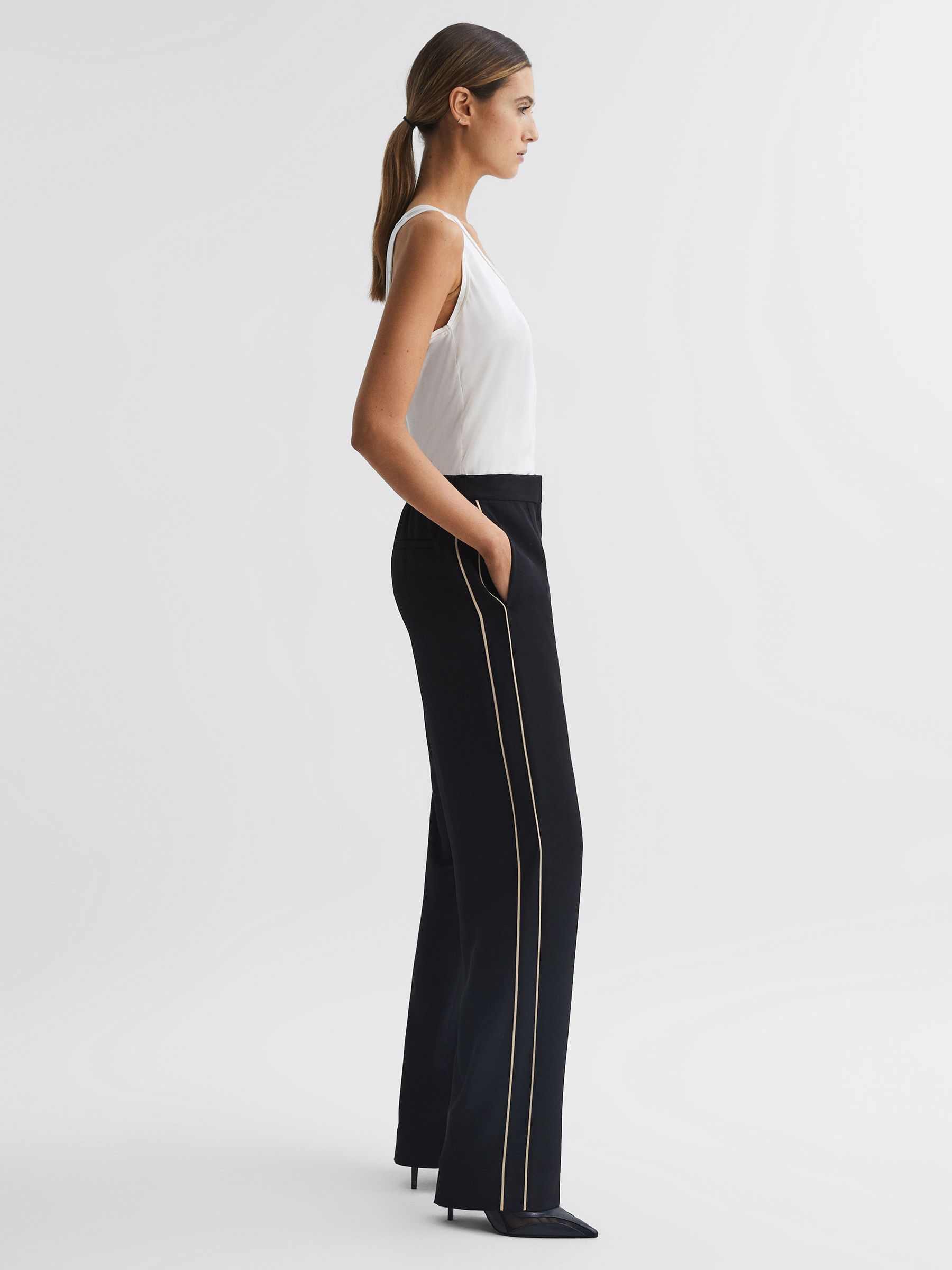Petite side stripe jeans top