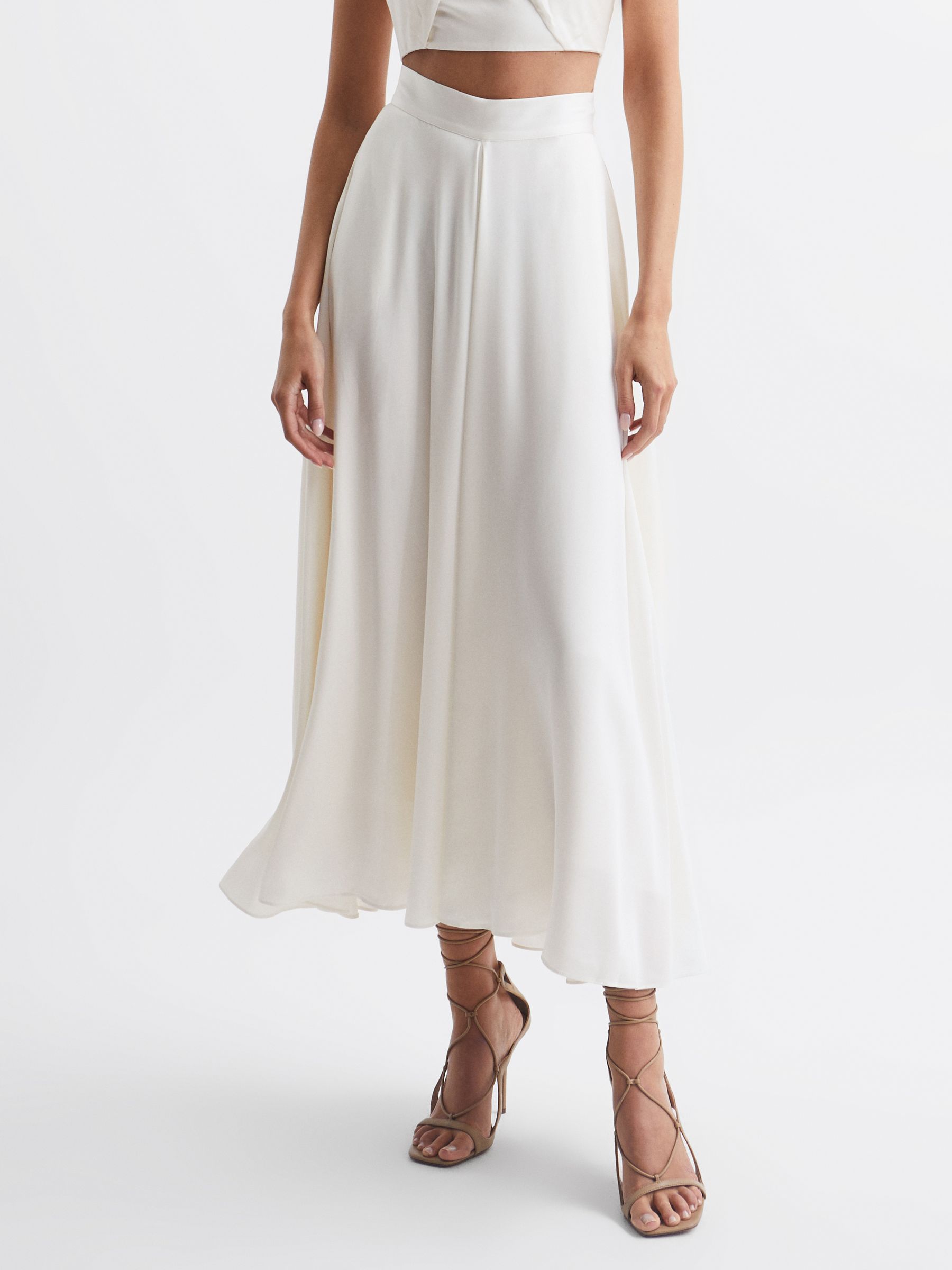 White skirt reiss top