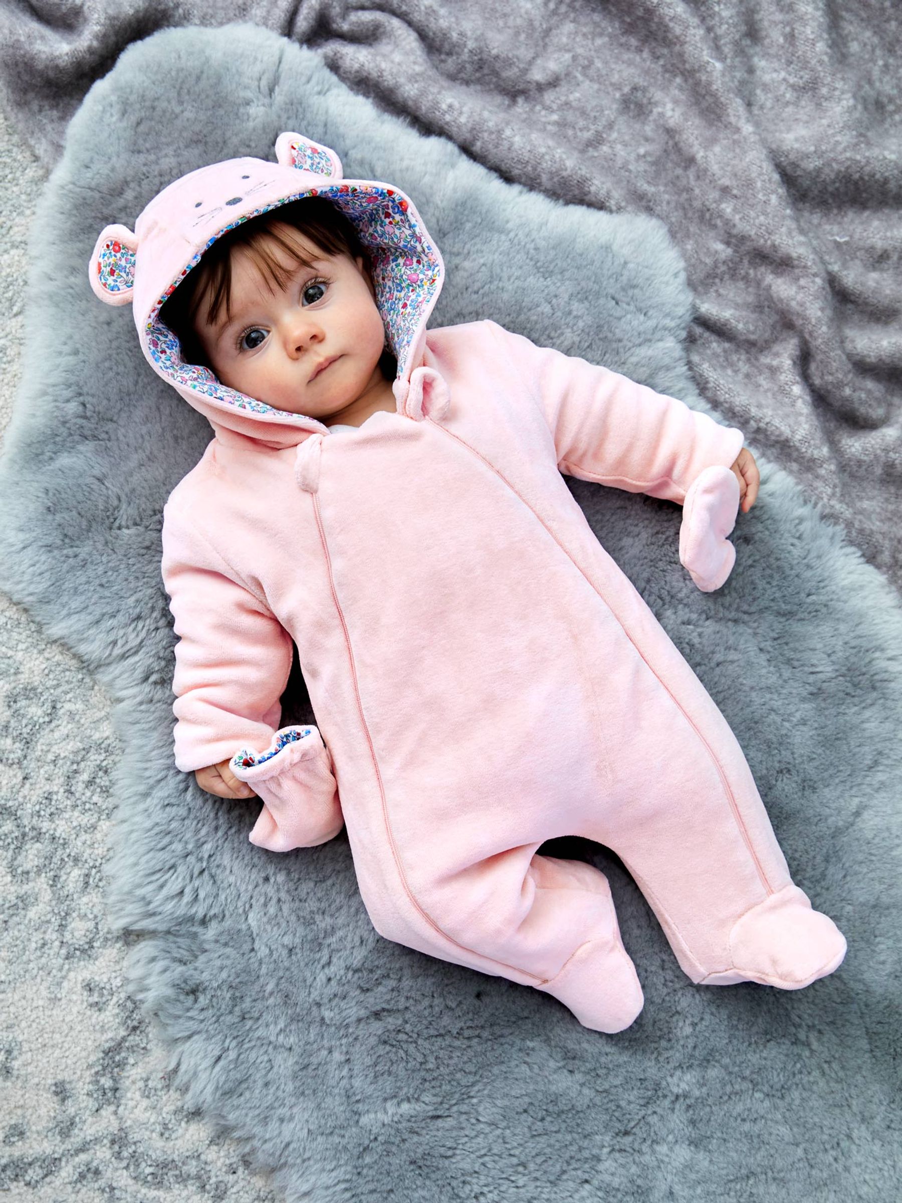 Pink Mouse Cosy Velour Pramsuit