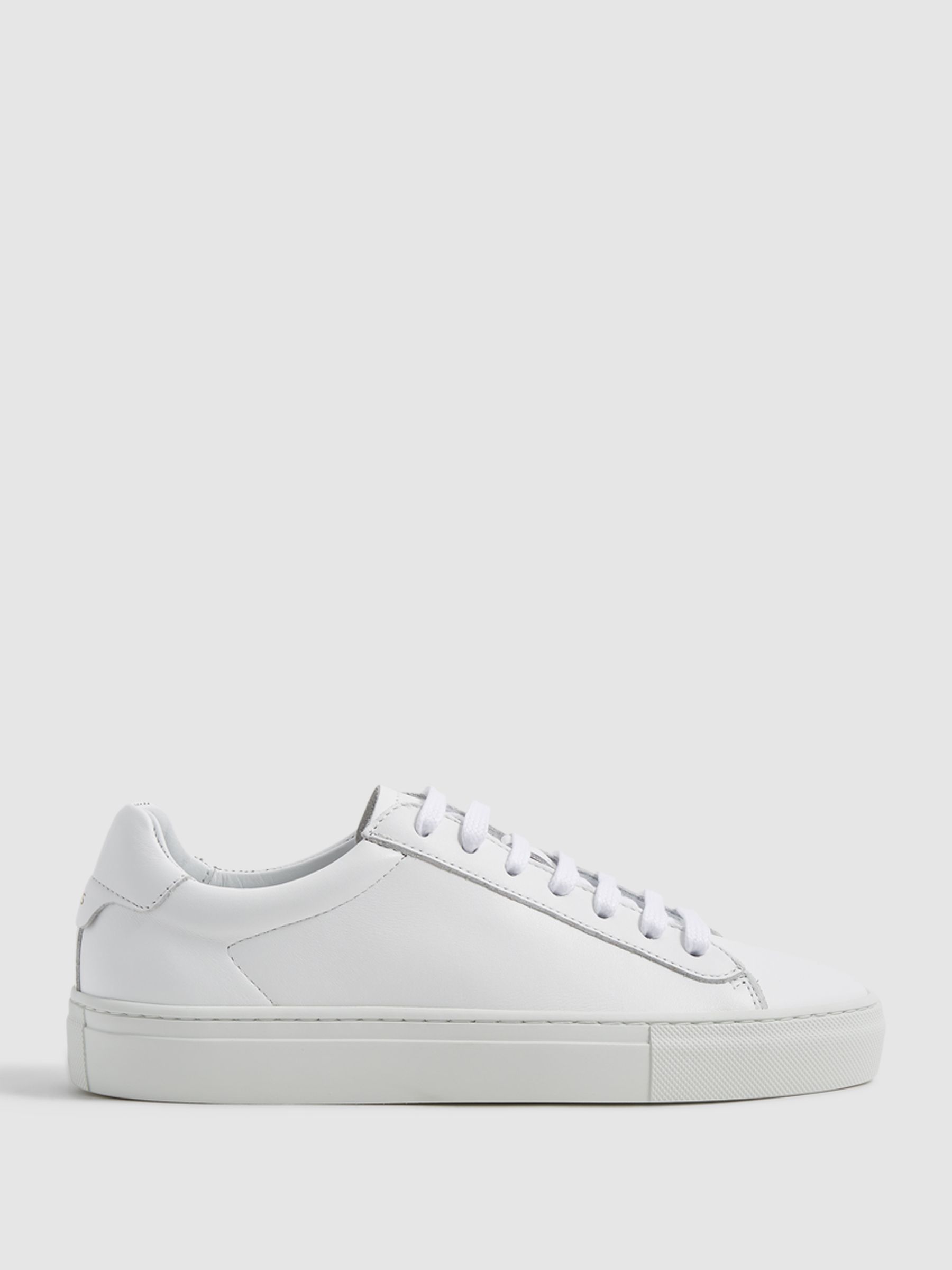 Reiss Lace Up Leather Trainers in White REISS