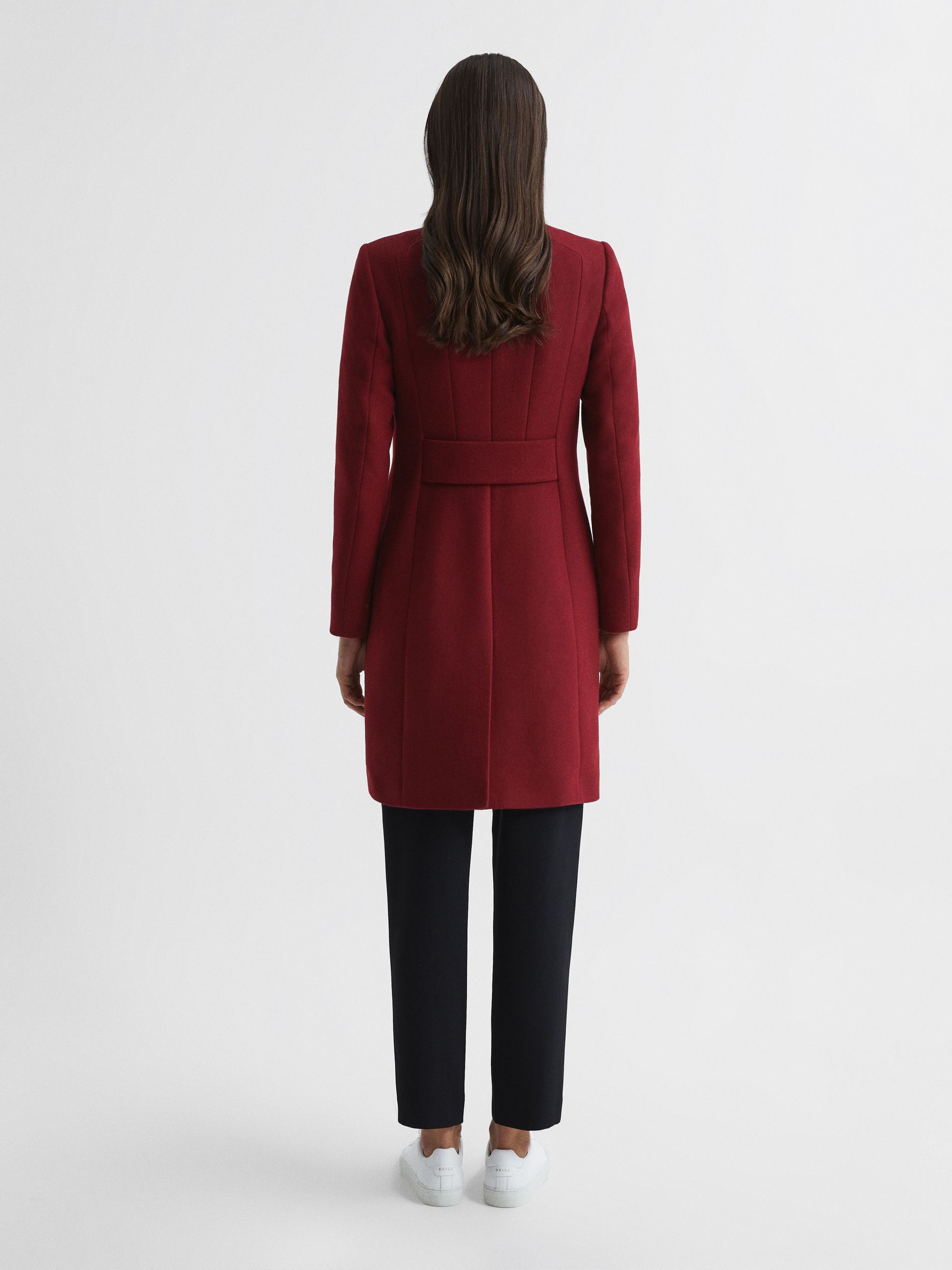 Reiss Wool Blend Mid Length Coat in Red REISS