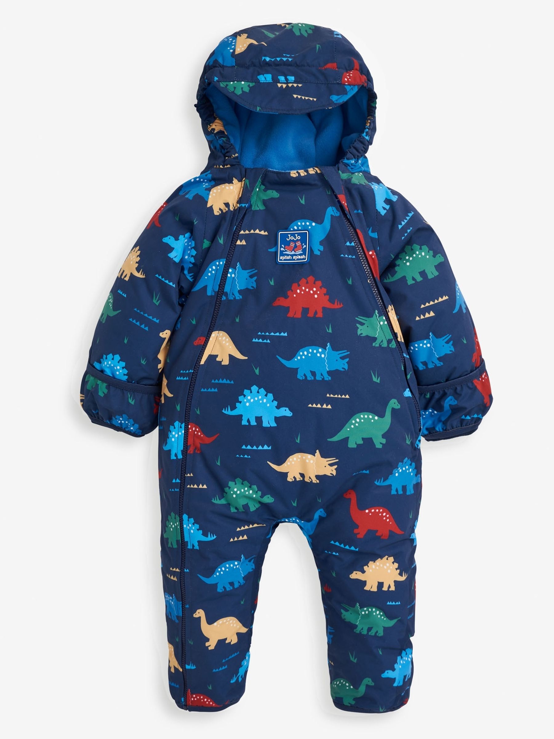 Navy Blue Dinosaur Waterproof Fleece Lined Puddle Suit