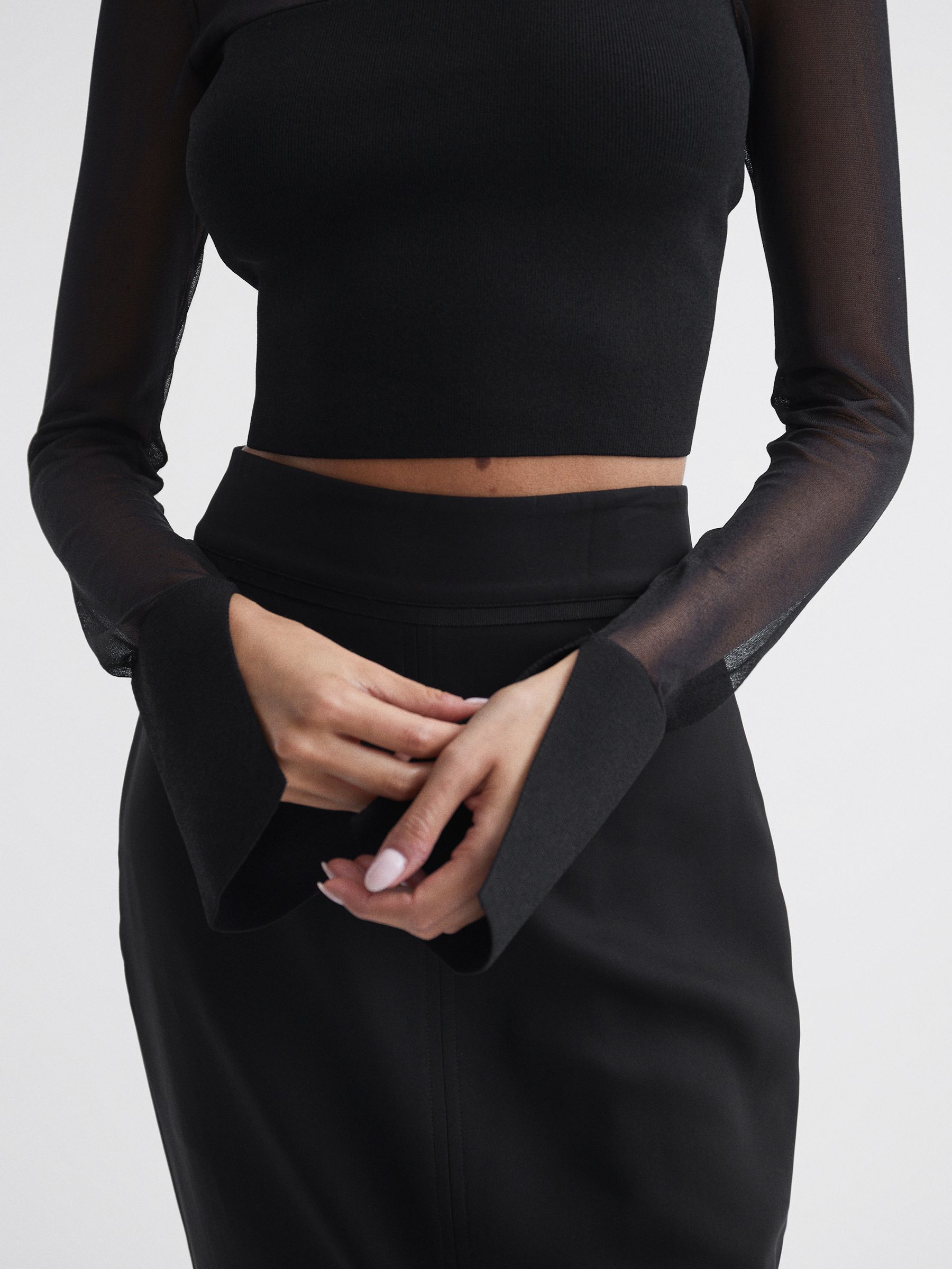 Sheer sleeve crop top store
