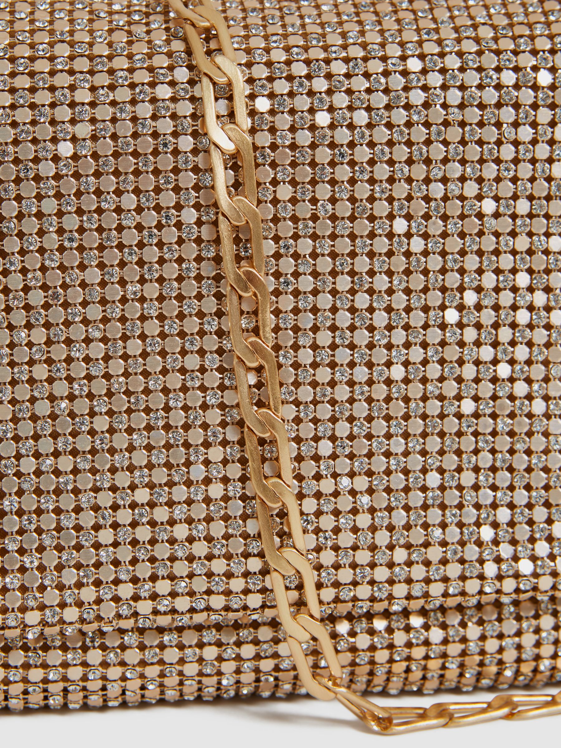 Reiss Chainmail Clutch Bag in Gold REISS