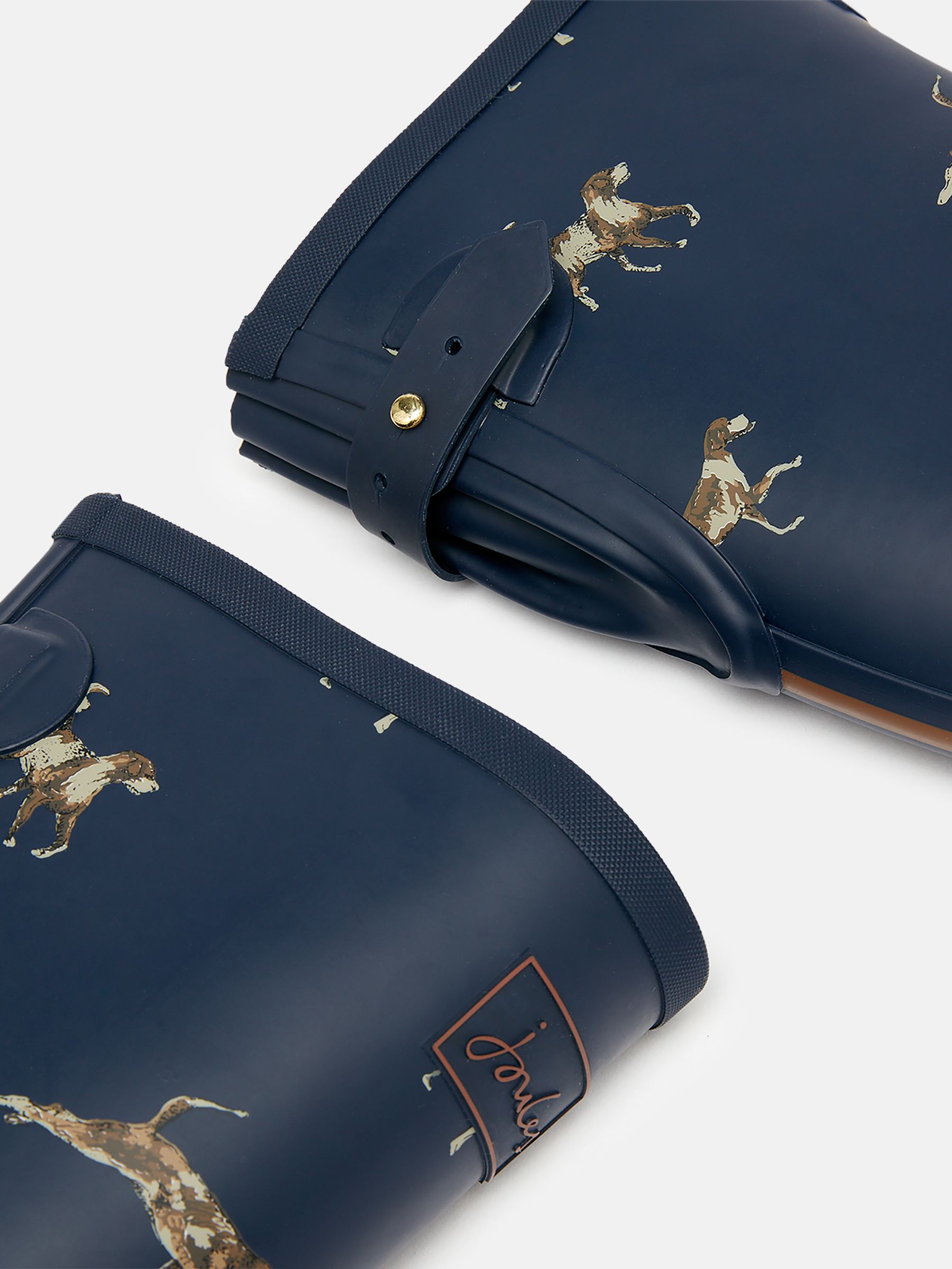 Buy Joules Printed Navy Blue Dog Print Adjustable Tall Wellies from the Joules online shop