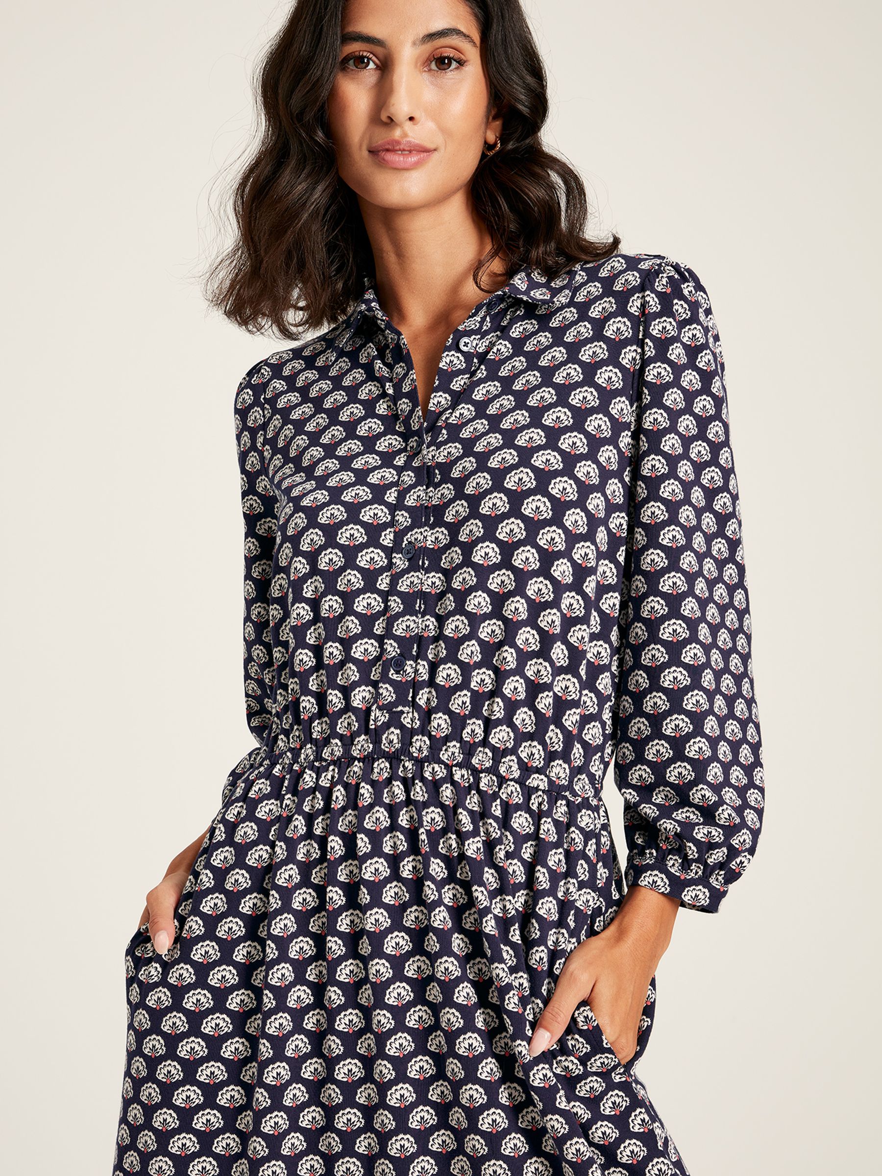 Buy Joules Hazel Blue Jersey Shirt Dress from the Joules online shop